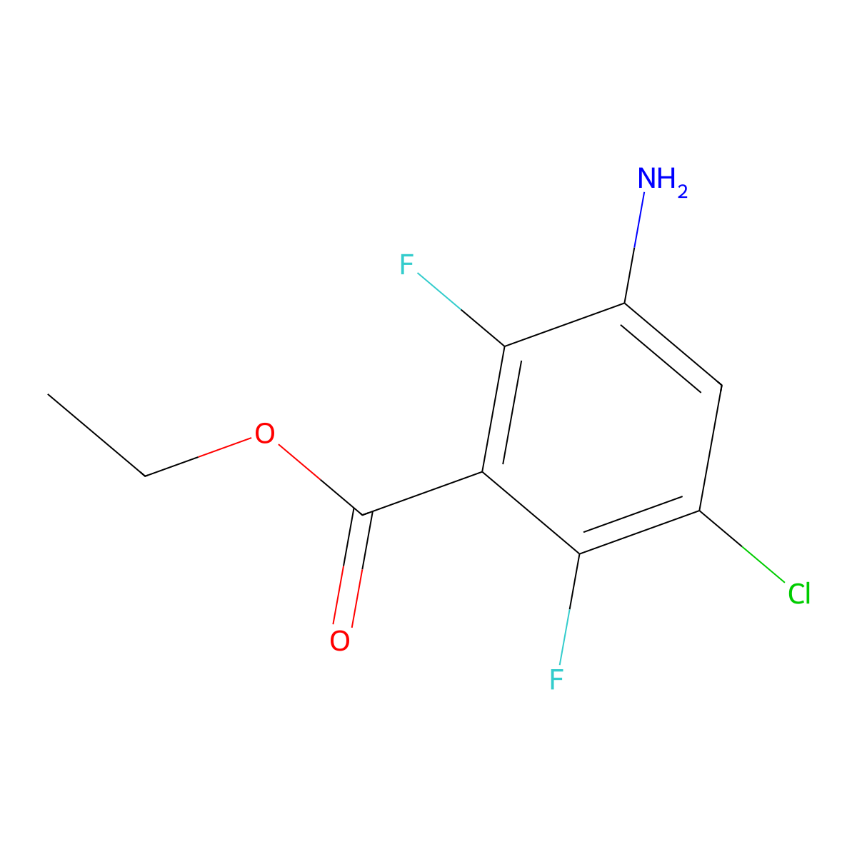 Ethyl 3-amino-5-chloro-2,6-difluorobenzoate molecular structure, CAS 2090363-01-0