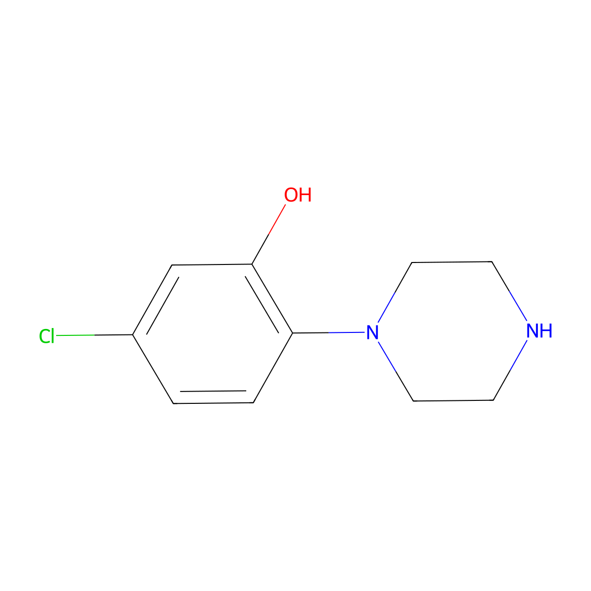5-Chloro-2-(piperazin-1-yl)phenol molecular structure, CAS 2090363-54-3