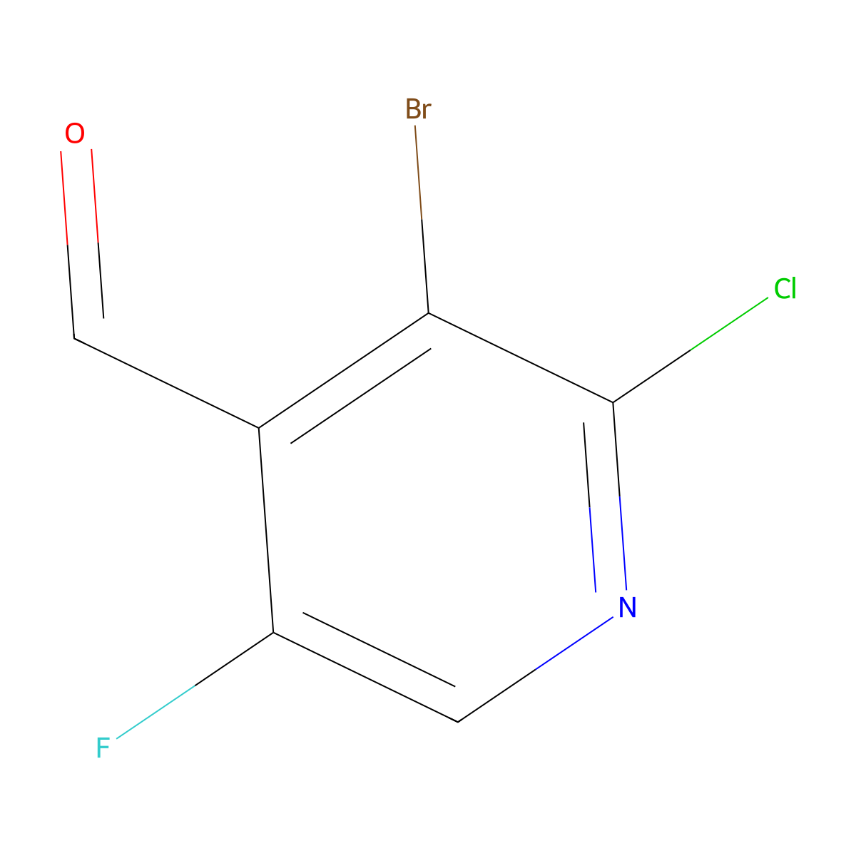 3-Bromo-2-chloro-5-fluoropyridine-4-carbaldehyde molecular structure, CAS 2090368-64-0