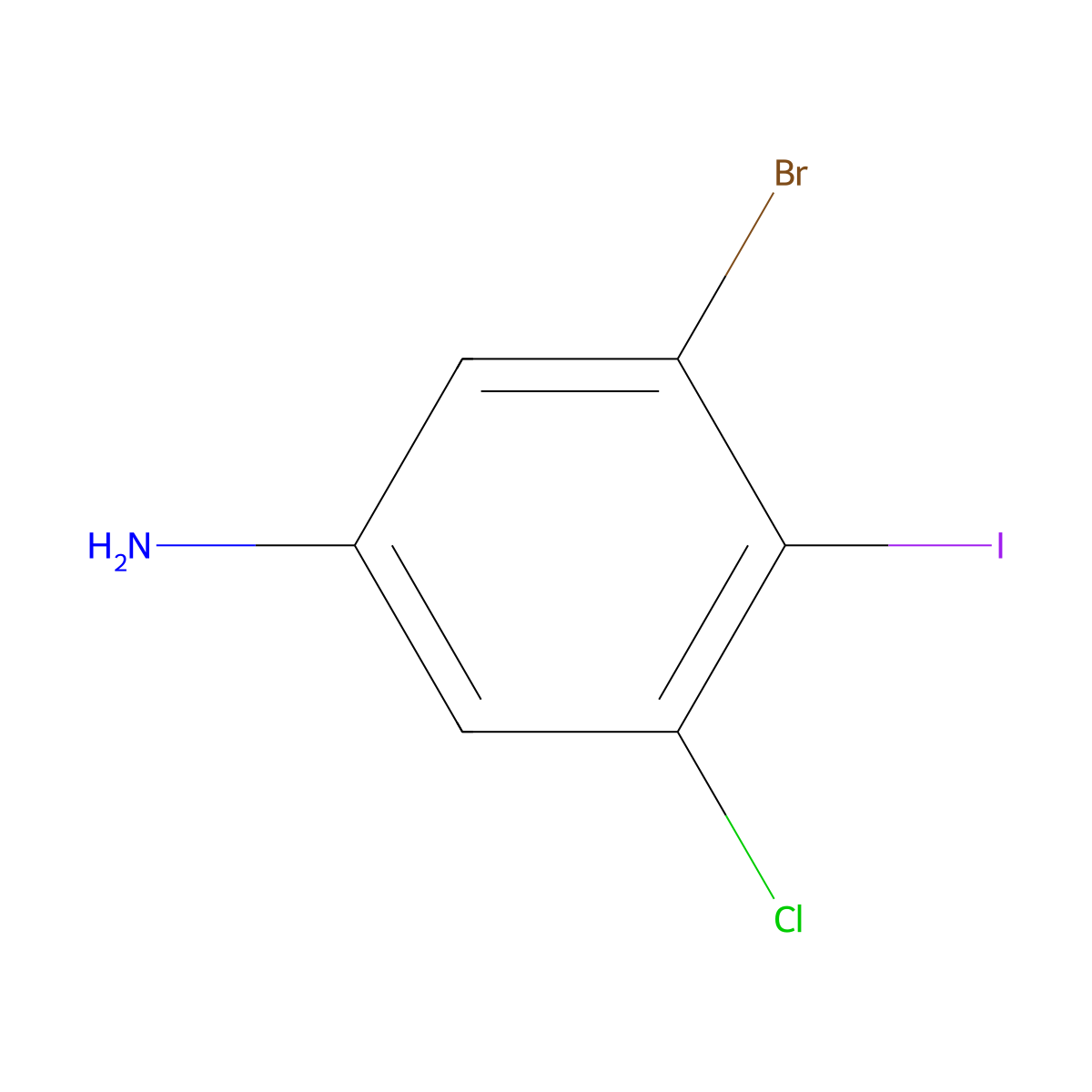 3-Bromo-5-chloro-4-iodoaniline molecular structure, CAS 2090369-03-0