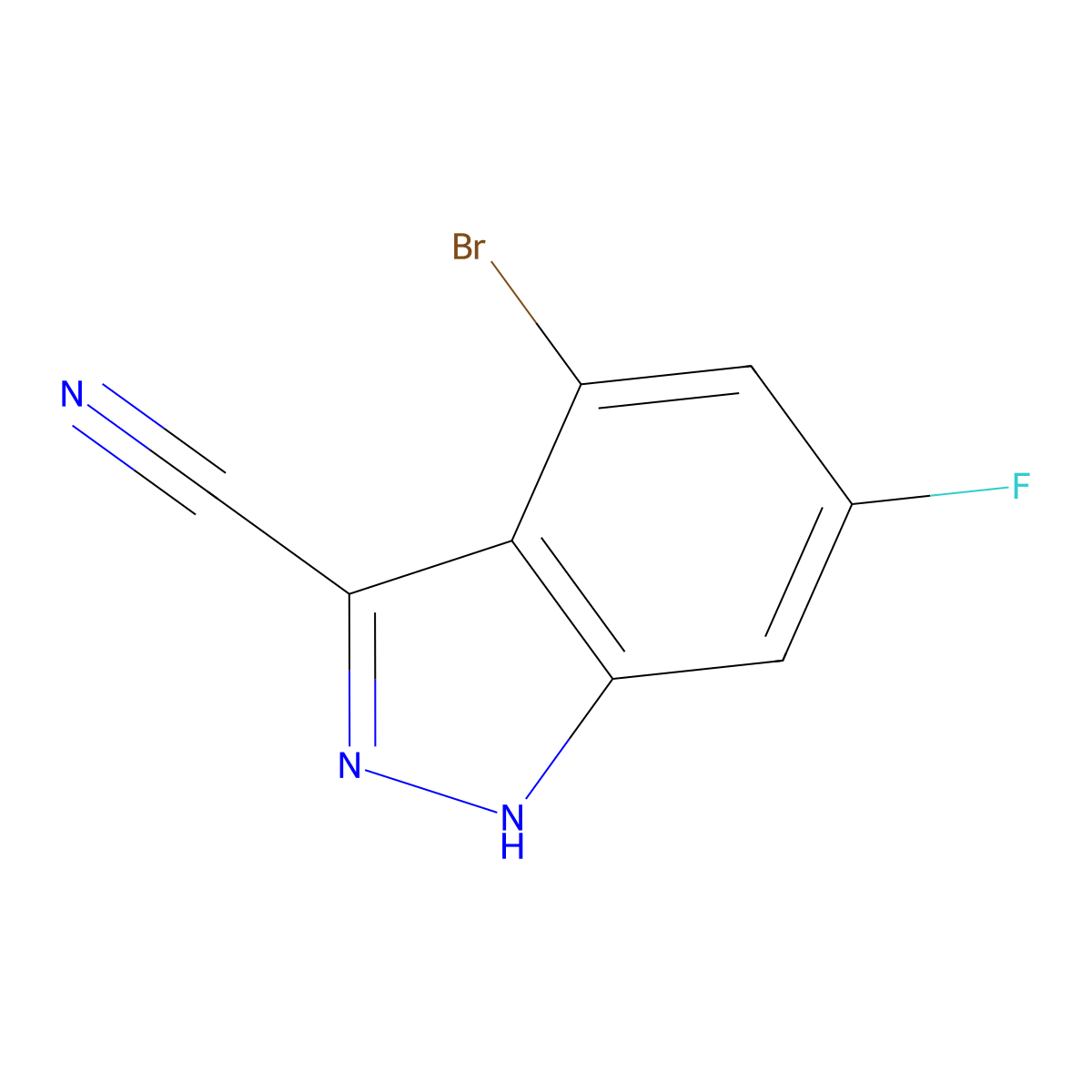 4-Bromo-6-fluoro-1H-indazole-3-carbonitrile molecular structure, CAS 2090378-79-1