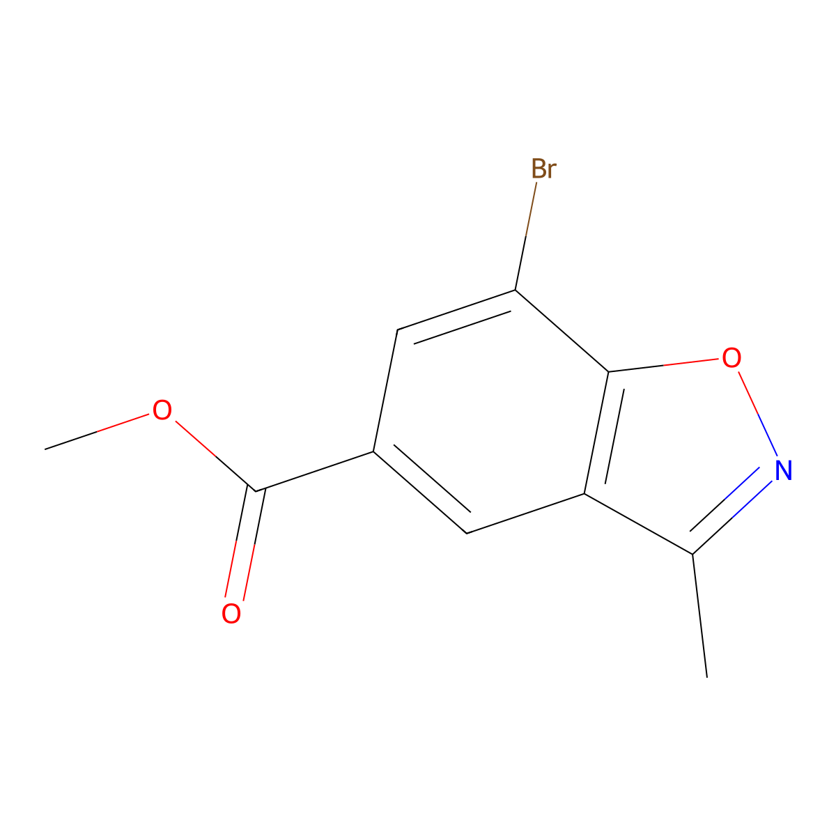 Methyl 7-bromo-3-methylbenzo[d]isoxazole-5-carboxylate molecular structure, CAS 2090381-10-3