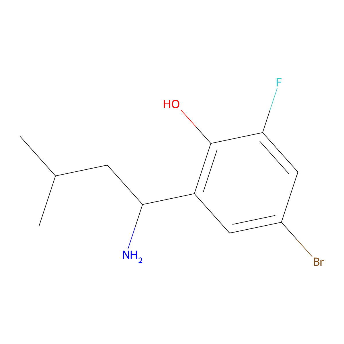 2-(1-Amino-3-methylbutyl)-4-bromo-6-fluorophenol molecular structure, CAS 2090381-29-4