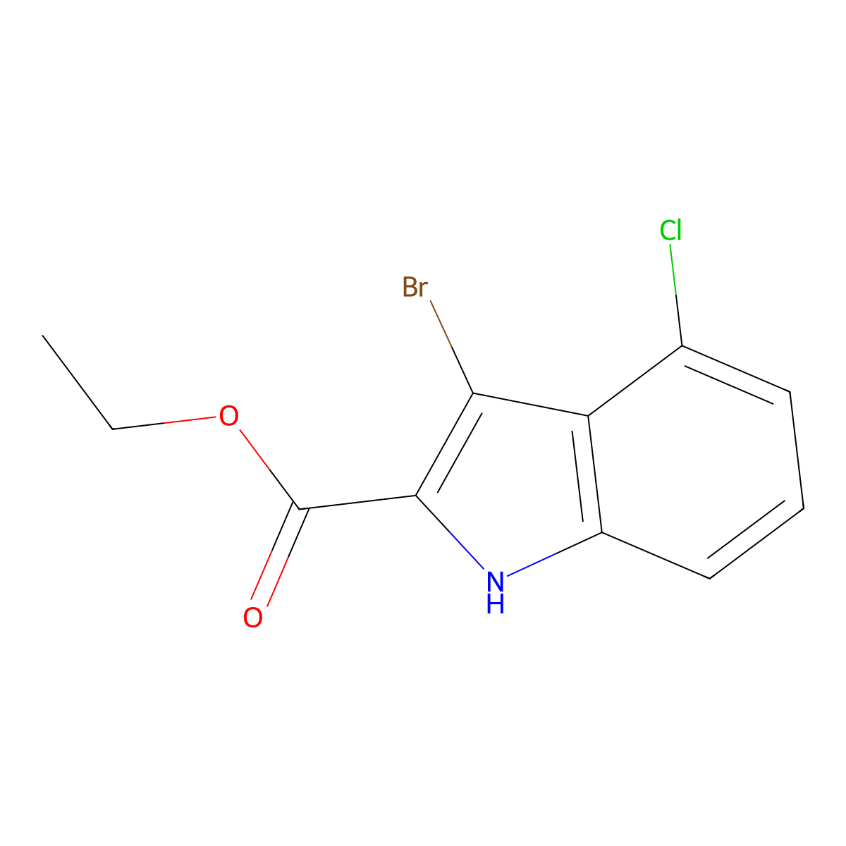 Ethyl 3-bromo-4-chloro-1H-indole-2-carboxylate molecular structure, CAS 2090392-15-5