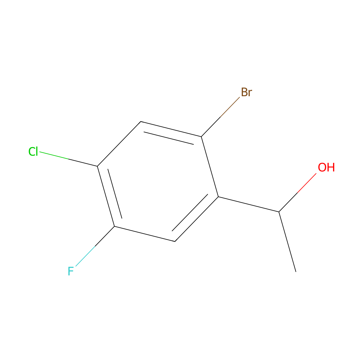 2-Bromo-4-chloro-5-fluoro-alpha-methylbenzenemethanol molecular structure, CAS 2090398-33-5