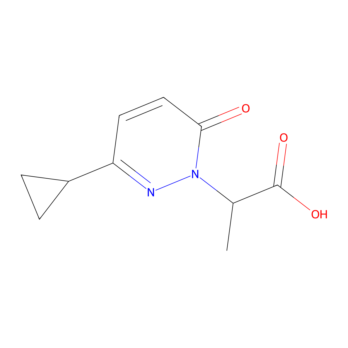 2-(3-Cyclopropyl-6-oxo-1,6-dihydropyridazin-1-yl)propanoic acid molecular structure, CAS 2090401-08-2