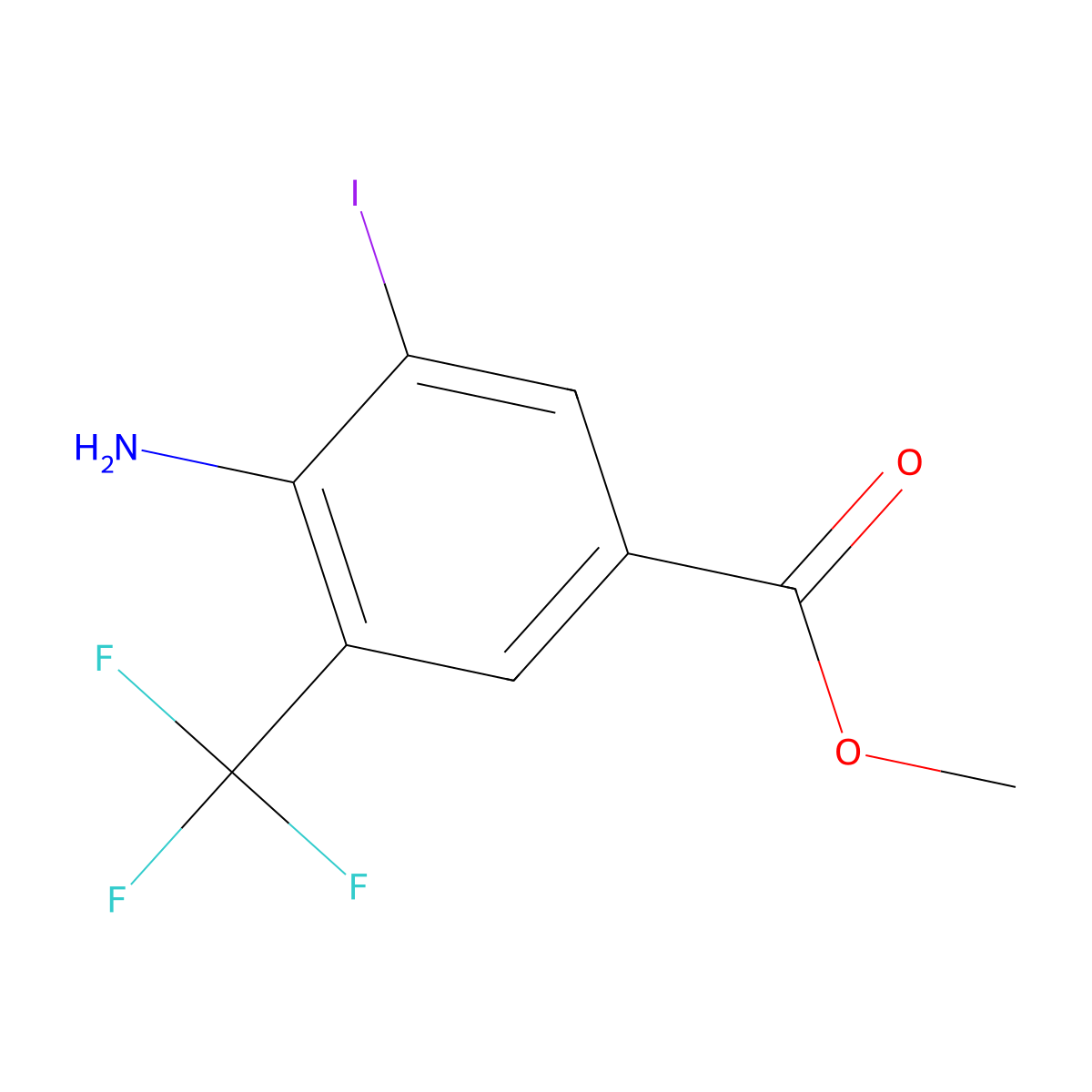 Methyl 4-amino-3-iodo-5-(trifluoromethyl)benzoate molecular structure, CAS 2090404-05-8