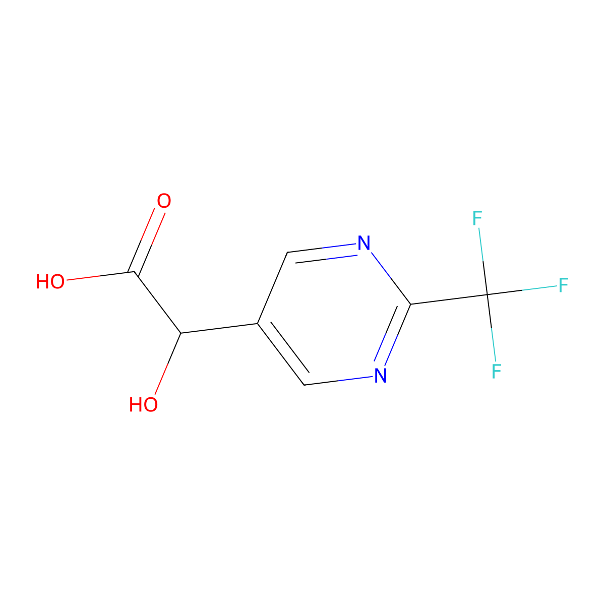 2-Hydroxy-2-[2-(trifluoromethyl)pyrimidin-5-yl]acetic acid molecular structure, CAS 2090404-14-9