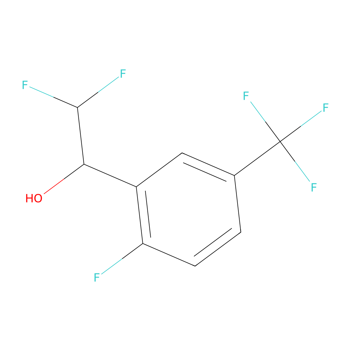 2,2-Difluoro-1-[2-fluoro-5-(trifluoromethyl)phenyl]ethan-1-ol molecular structure, CAS 2090410-98-1