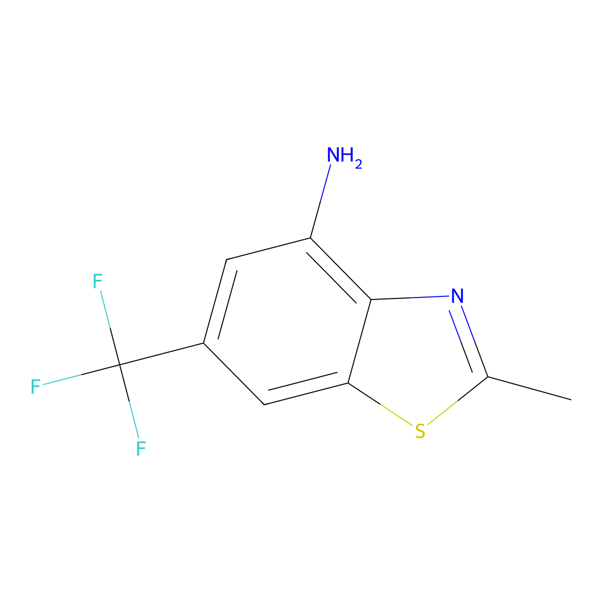 2-Methyl-6-(trifluoromethyl)-1,3-benzothiazol-4-amine molecular structure, CAS 2090412-04-5