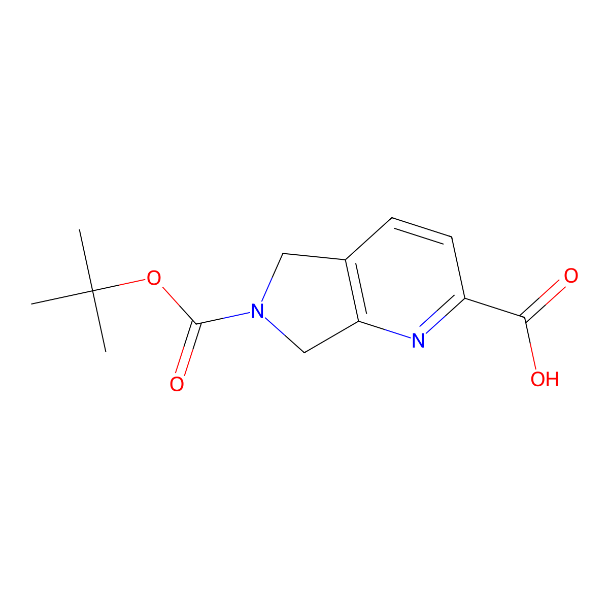 6-((tert-butoxy)carbonyl)-5H,6H,7H-pyrrolo(3,4-b)pyridine-2-carboxylic acid molecular structure, CAS 2090417-89-1