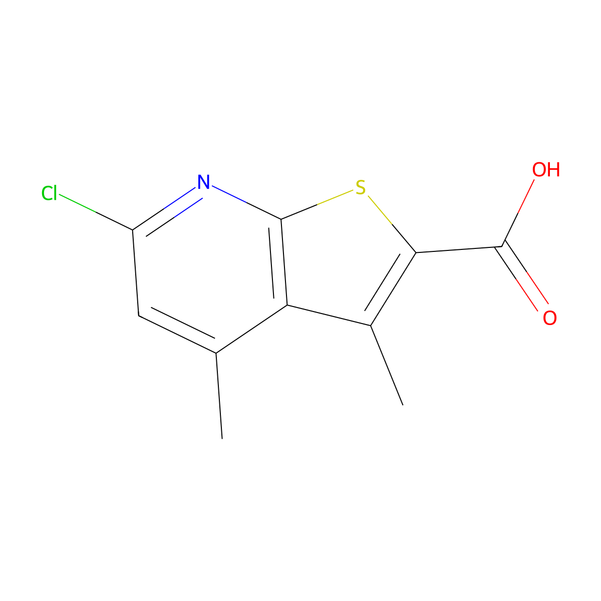 6-Chloro-3,4-dimethylthieno[2,3-b]pyridine-2-carboxylic acid molecular structure, CAS 2090418-64-5