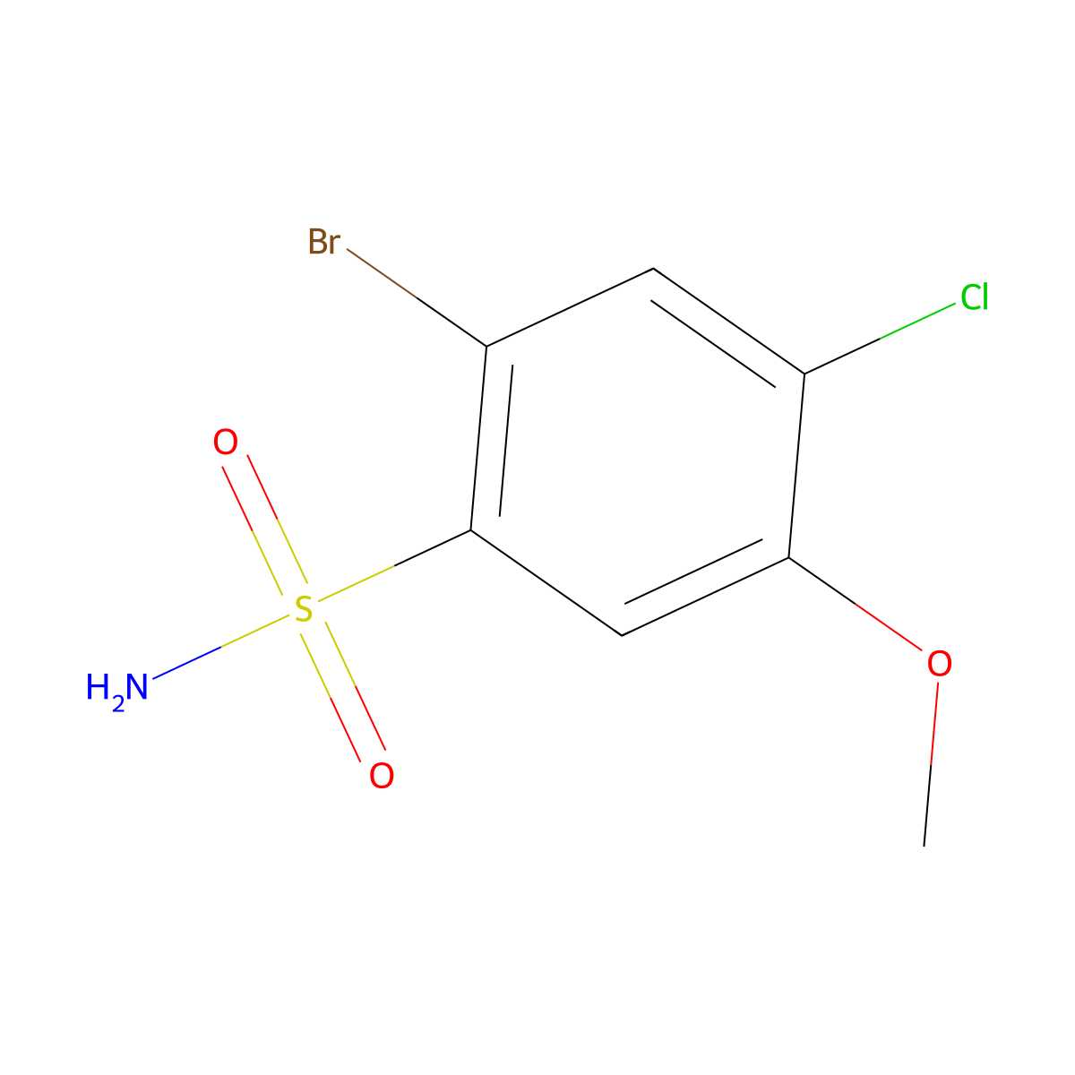 2-Bromo-4-chloro-5-methoxybenzene-1-sulfonamide molecular structure, CAS 2090421-51-3