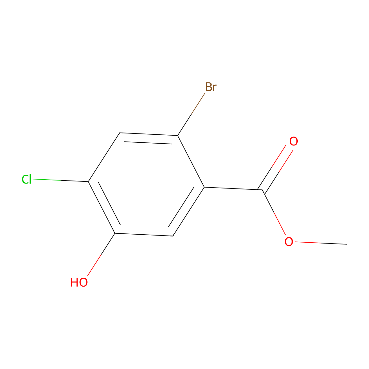Methyl 2-bromo-4-chloro-5-hydroxybenzoate molecular structure, CAS 2090423-04-2