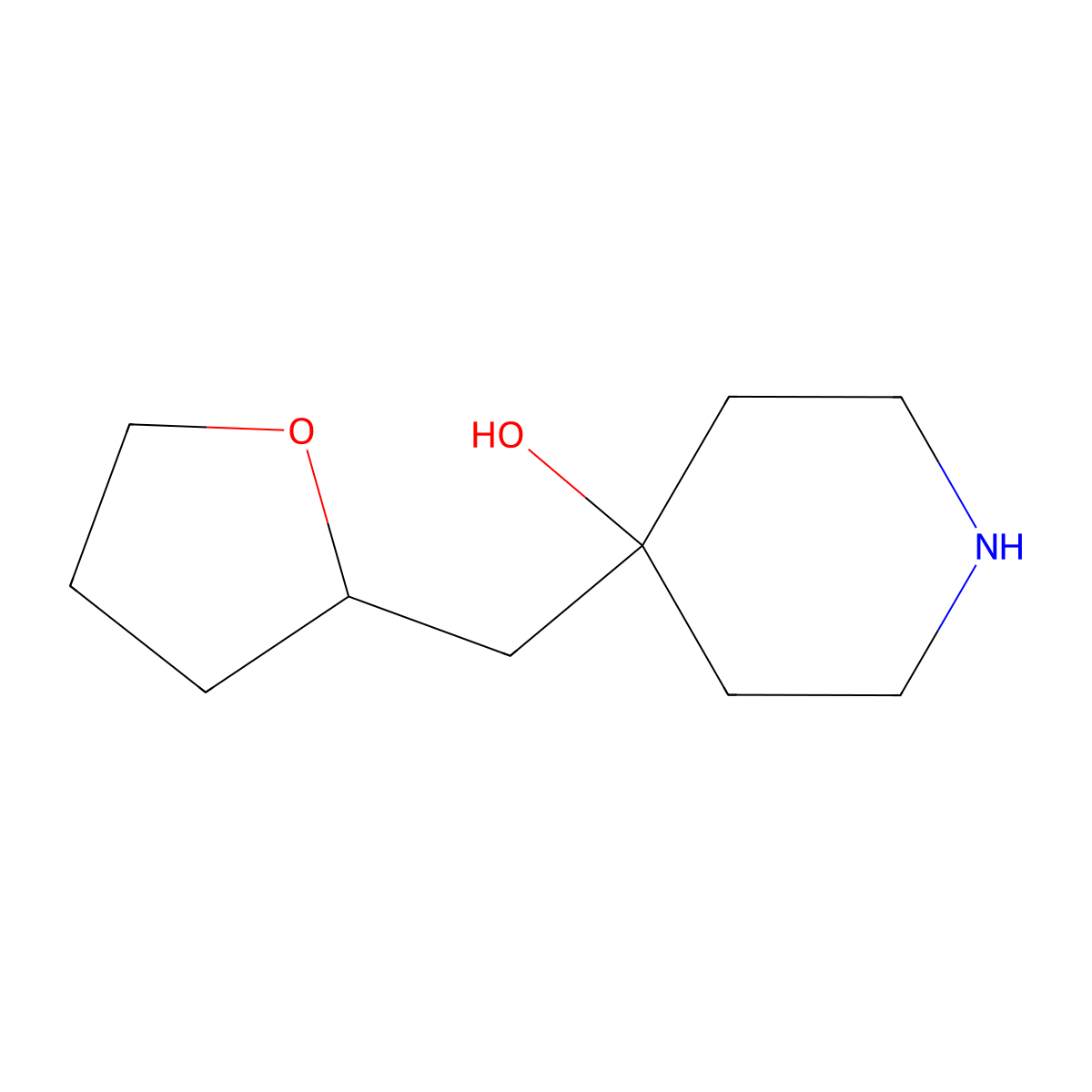 4-[(Oxolan-2-yl)methyl]piperidin-4-ol molecular structure, CAS 2090429-43-7
