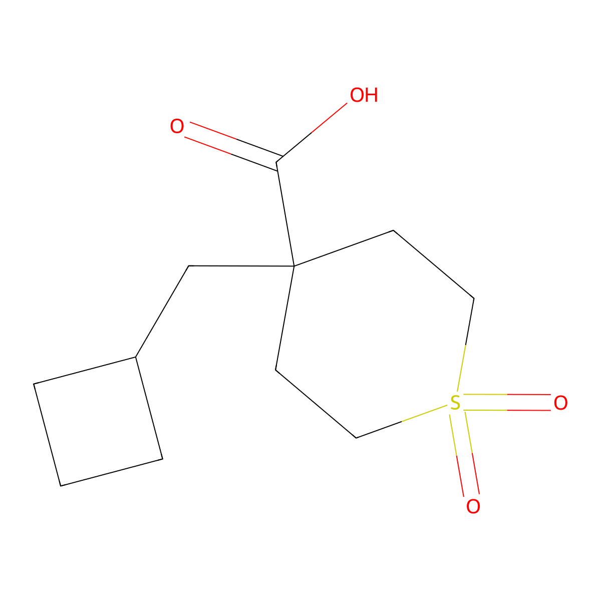4-(Cyclobutylmethyl)-1,1-dioxo-1Lambda(6)-thiane-4-carboxylic acid molecular structure, CAS 2090429-74-4