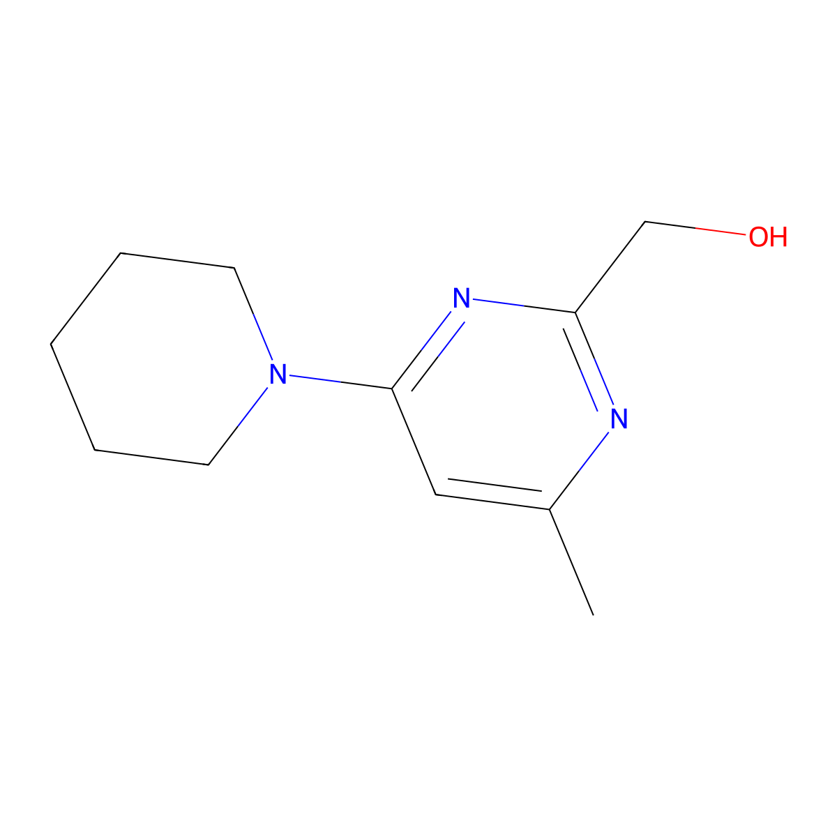[4-Methyl-6-(piperidin-1-yl)pyrimidin-2-yl]methanol molecular structure, CAS 2090432-48-5