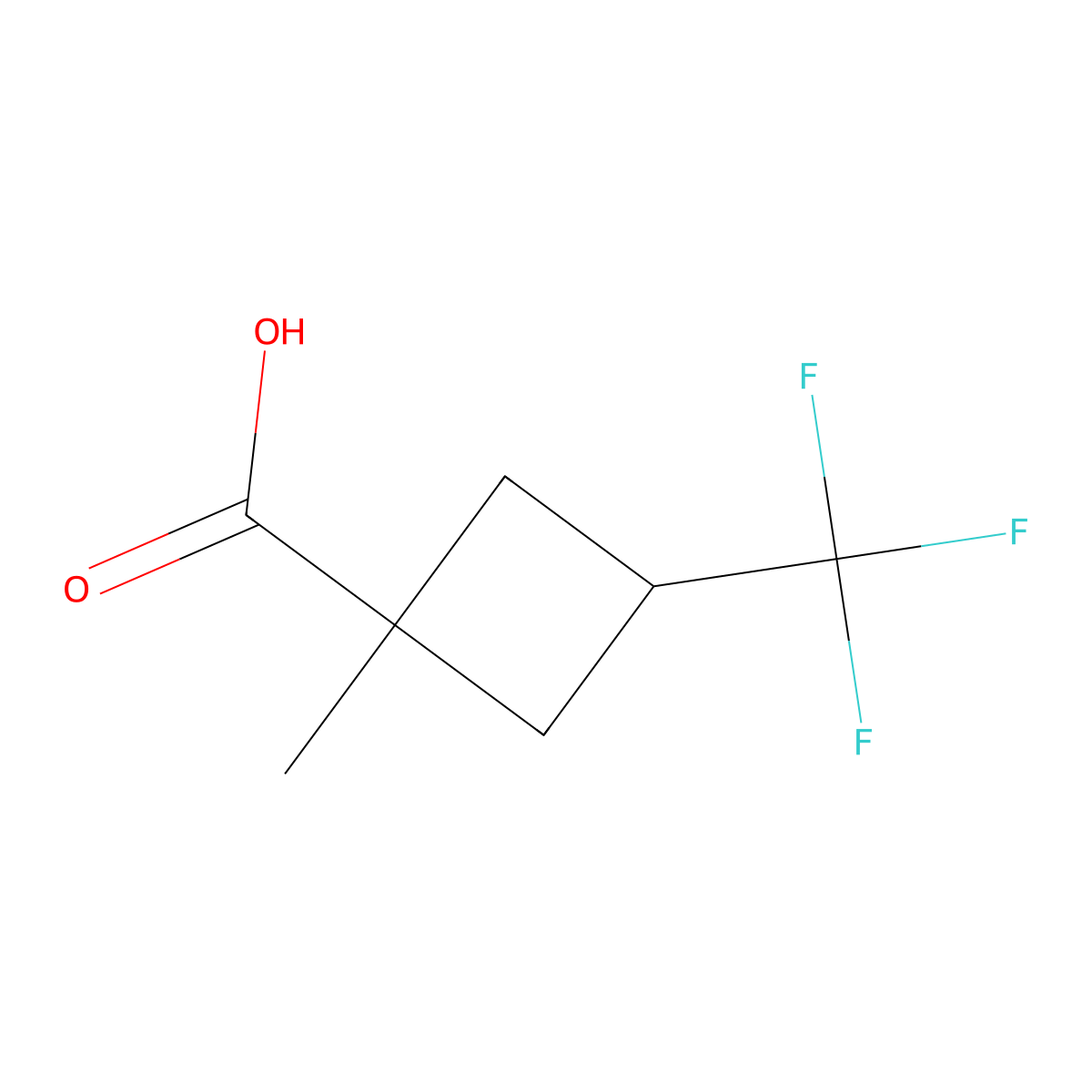 1-Methyl-3-(trifluoromethyl)cyclobutane-1-carboxylic acid molecular structure, CAS 2090434-02-7