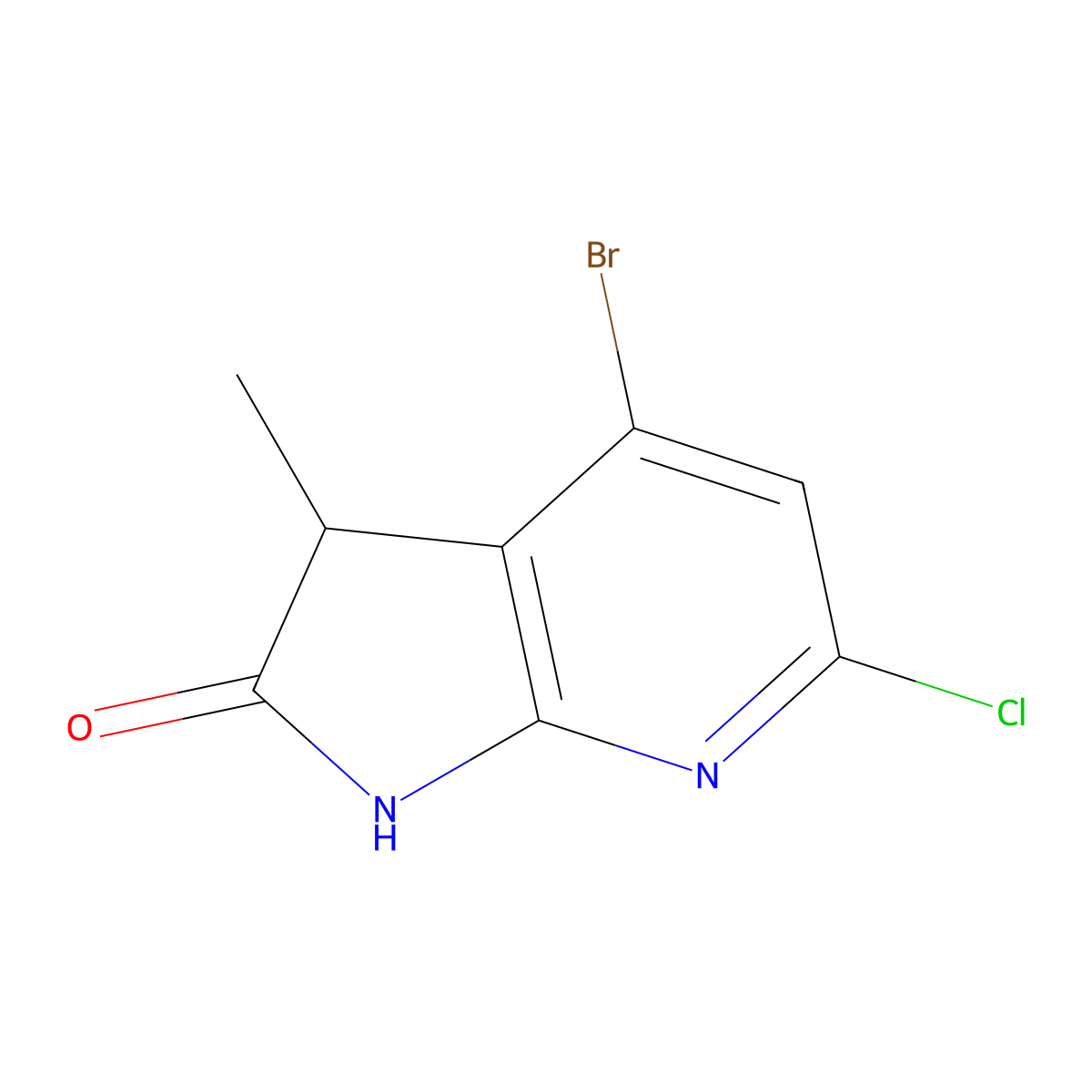 4-Bromo-6-chloro-3-methyl-1H,2H,3H-pyrrolo[2,3-b]pyridin-2-one molecular structure, CAS 2090435-03-1