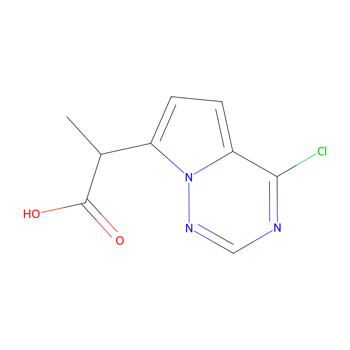 2-{4-Chloropyrrolo[2,1-f][1,2,4]triazin-7-yl}propanoic acid molecular structure, CAS 2090437-87-7