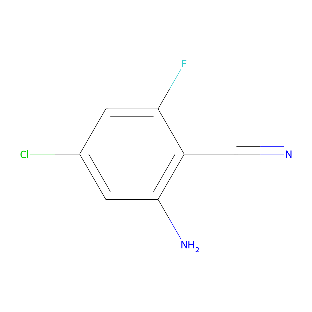 2-Amino-4-chloro-6-fluorobenzonitrile molecular structure, CAS 2090445-44-4