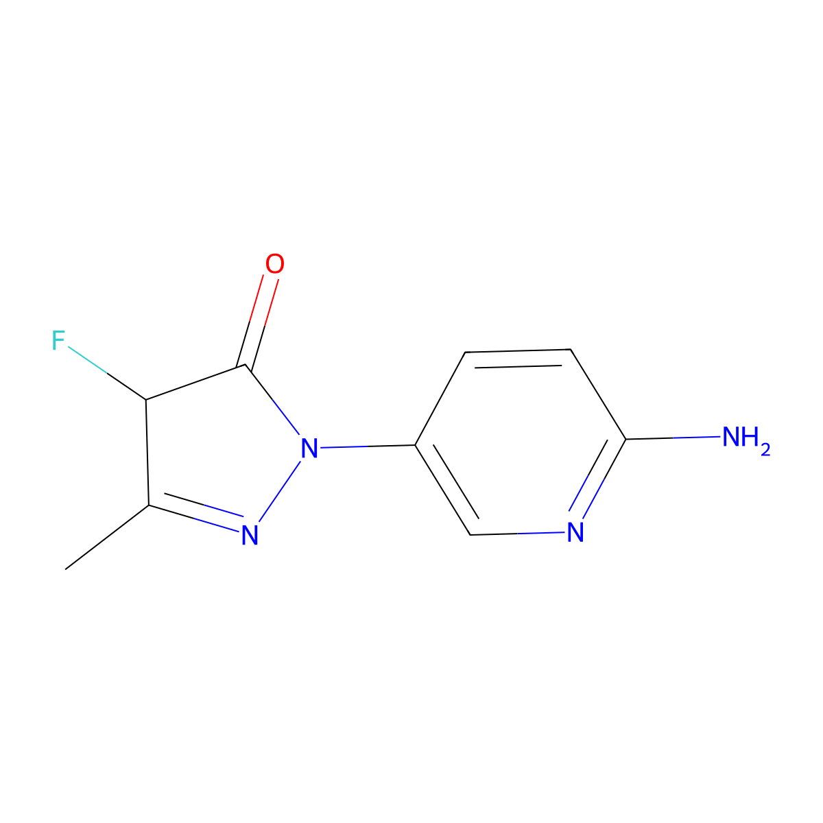 1-(6-Aminopyridin-3-yl)-4-fluoro-3-methyl-4,5-dihydro-1H-pyrazol-5-one molecular structure, CAS 2090445-88-6