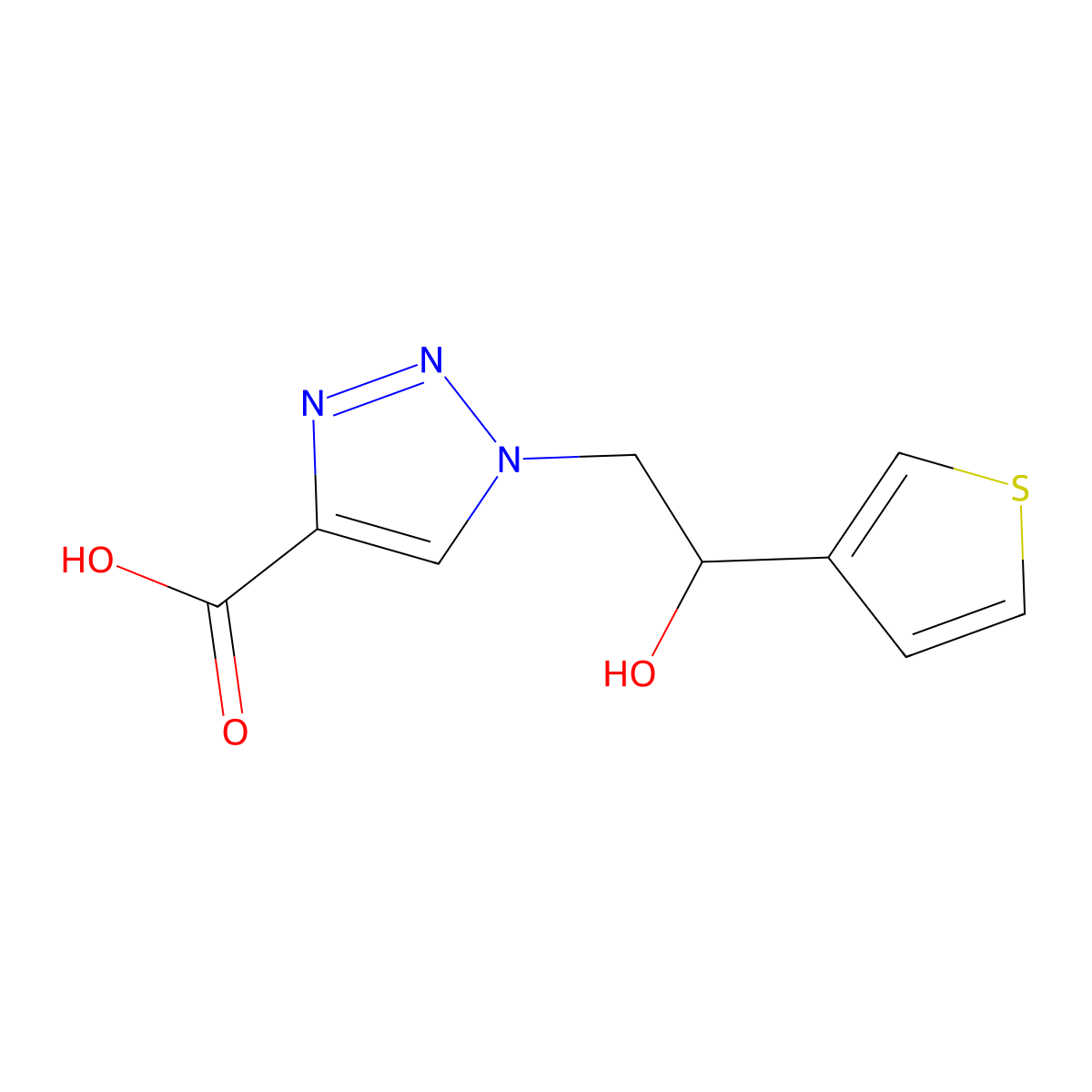 1-[2-hydroxy-2-(thiophen-3-yl)ethyl]-1H-1,2,3-triazole-4-carboxylic acid molecular structure, CAS 2090446-11-8