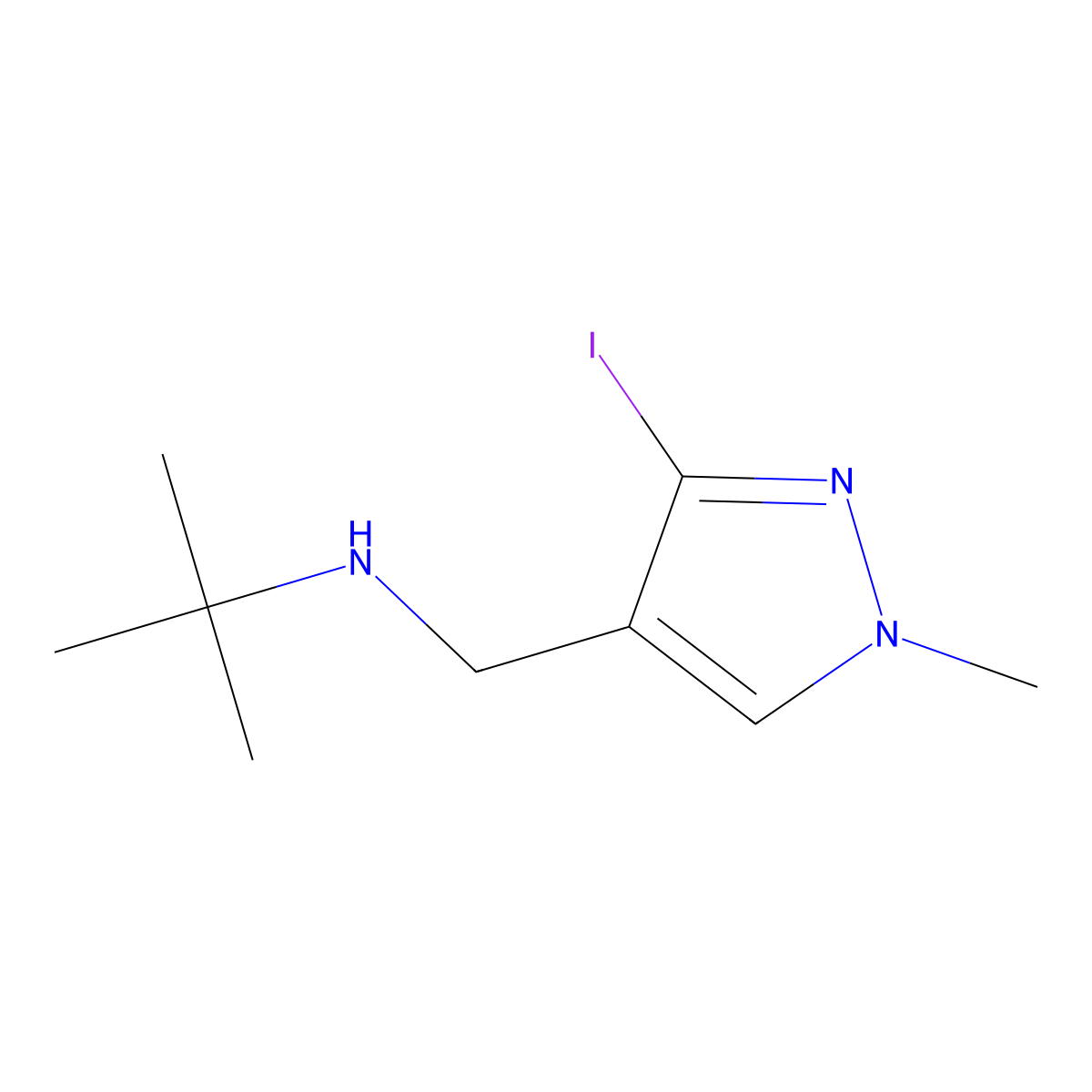 tert-Butyl[(3-iodo-1-methyl-1H-pyrazol-4-yl)methyl]amine molecular structure, CAS 2090446-22-1