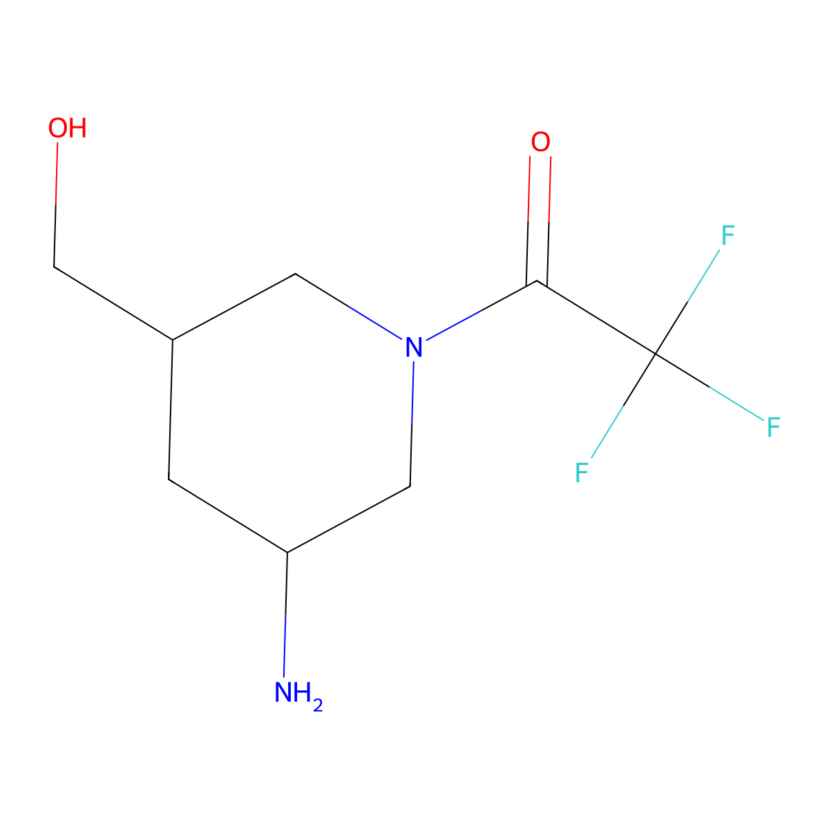 1-[3-Amino-5-(hydroxymethyl)piperidin-1-yl]-2,2,2-trifluoroethan-1-one molecular structure, CAS 2090447-13-3