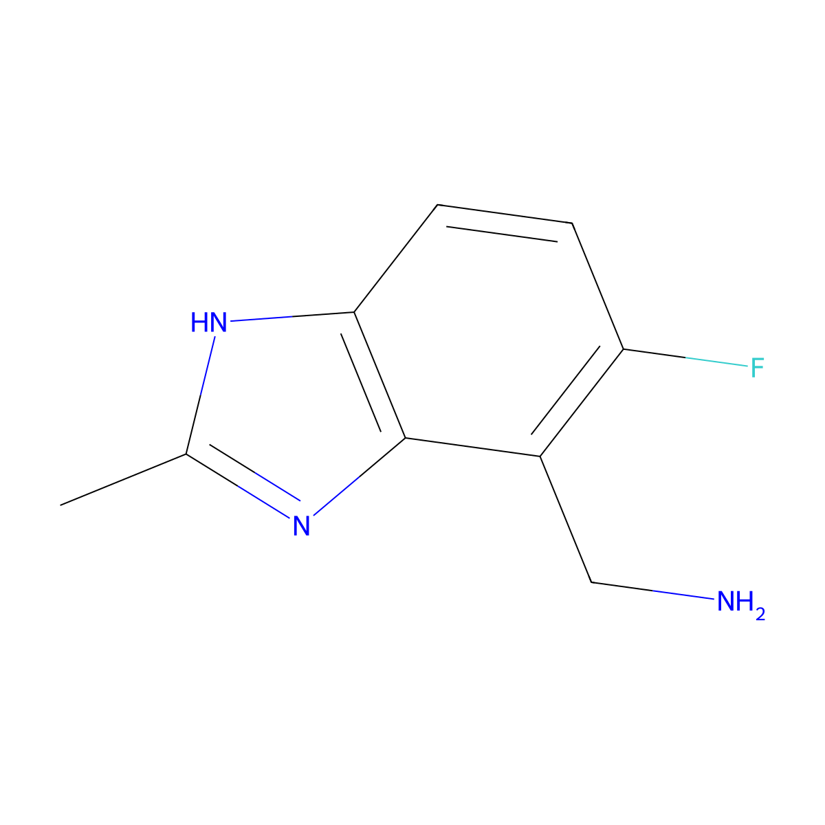 (5-fluoro-2-methyl-1H-1,3-benzodiazol-4-yl)methanamine molecular structure, CAS 2090447-52-0