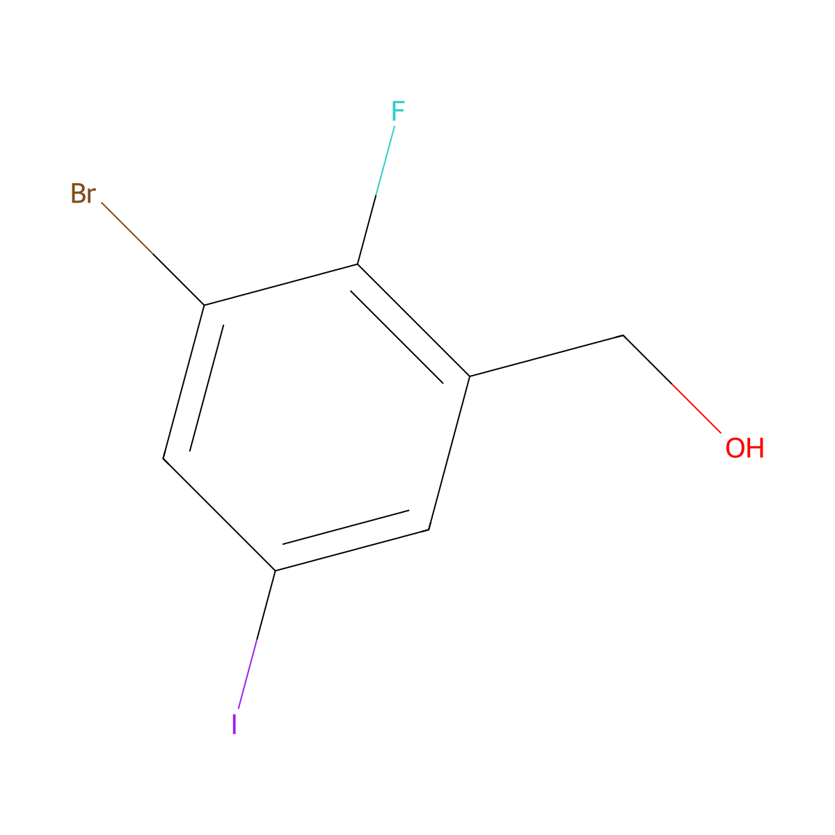 (3-Bromo-2-fluoro-5-iodophenyl)methanol molecular structure, CAS 2090447-57-5