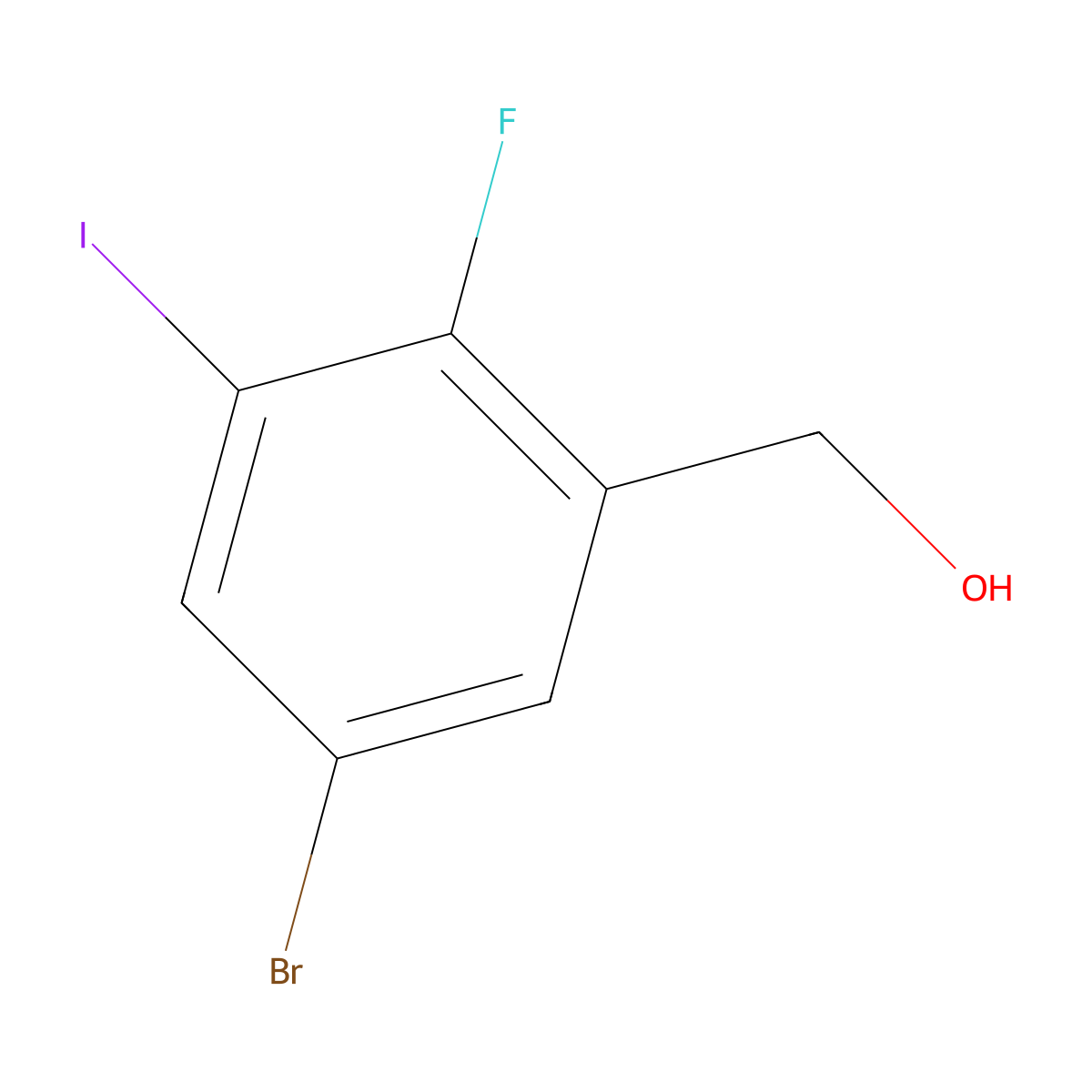(5-Bromo-2-fluoro-3-iodophenyl)methanol molecular structure, CAS 2090447-85-9