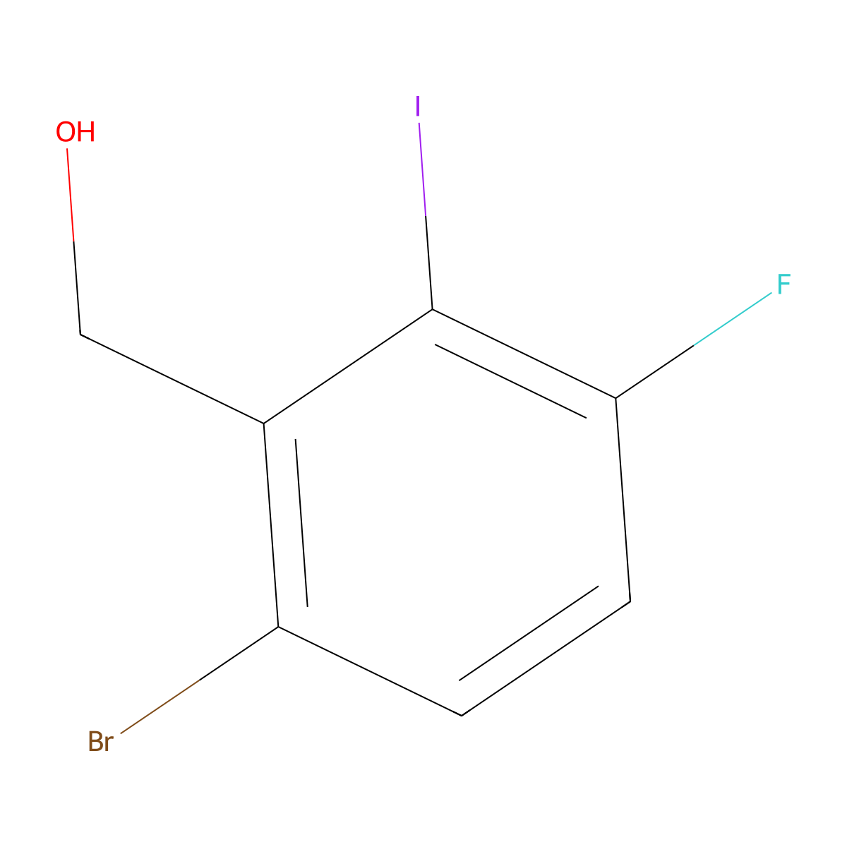 (6-Bromo-3-fluoro-2-iodophenyl)methanol molecular structure, CAS 2090447-89-3