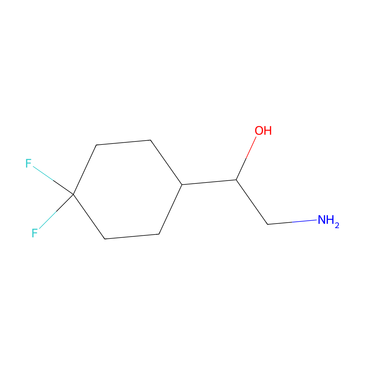 2-Amino-1-(4,4-difluorocyclohexyl)ethan-1-ol molecular structure, CAS 2090451-61-7