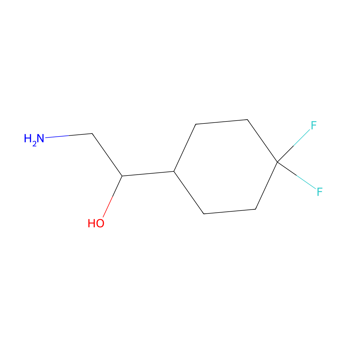 2-Amino-1-(4,4-difluorocyclohexyl)ethan-1-ol molecular structure, CAS 2090451-61-7