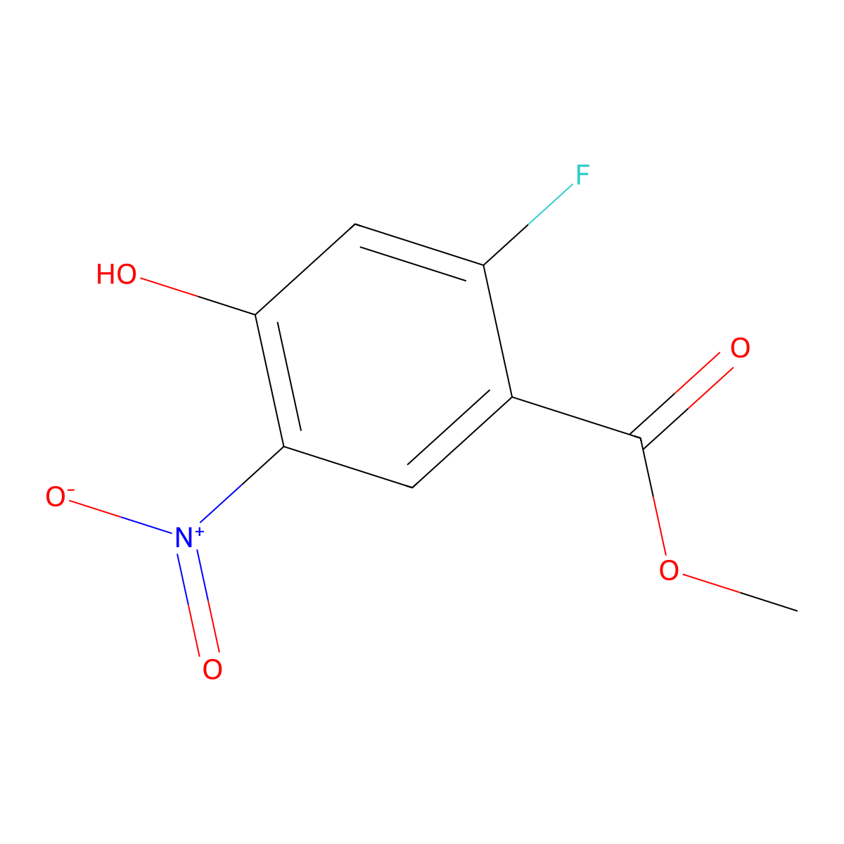 Methyl 2-fluoro-4-hydroxy-5-nitrobenzoate molecular structure, CAS 2090453-52-2