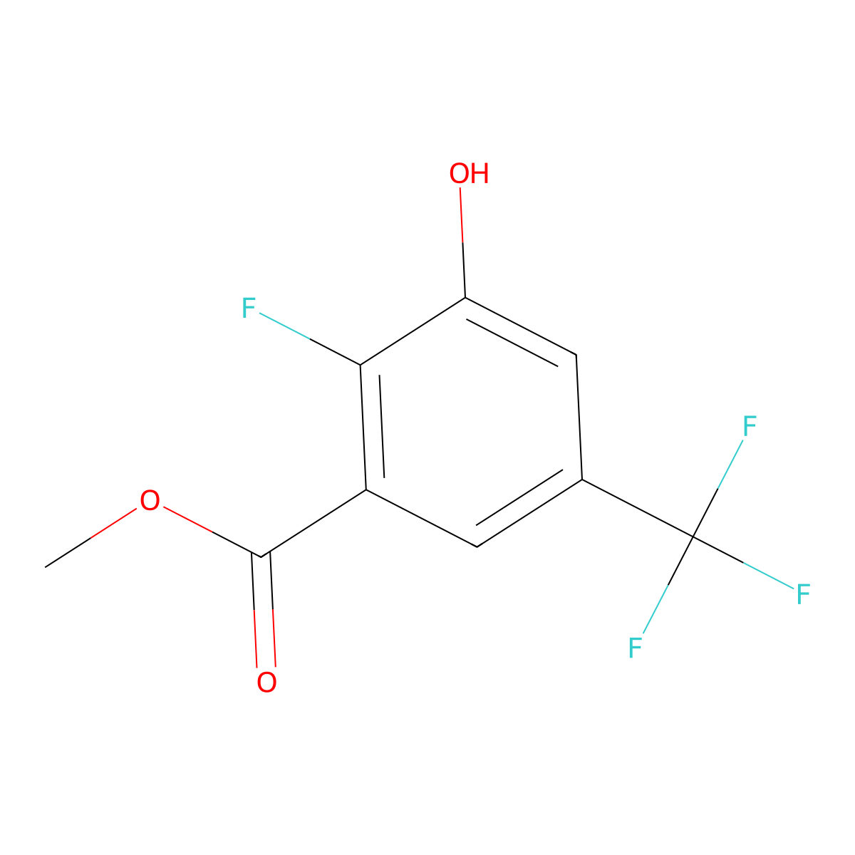 Methyl 2-fluoro-3-hydroxy-5-(trifluoromethyl)benzoate molecular structure, CAS 2090453-57-7