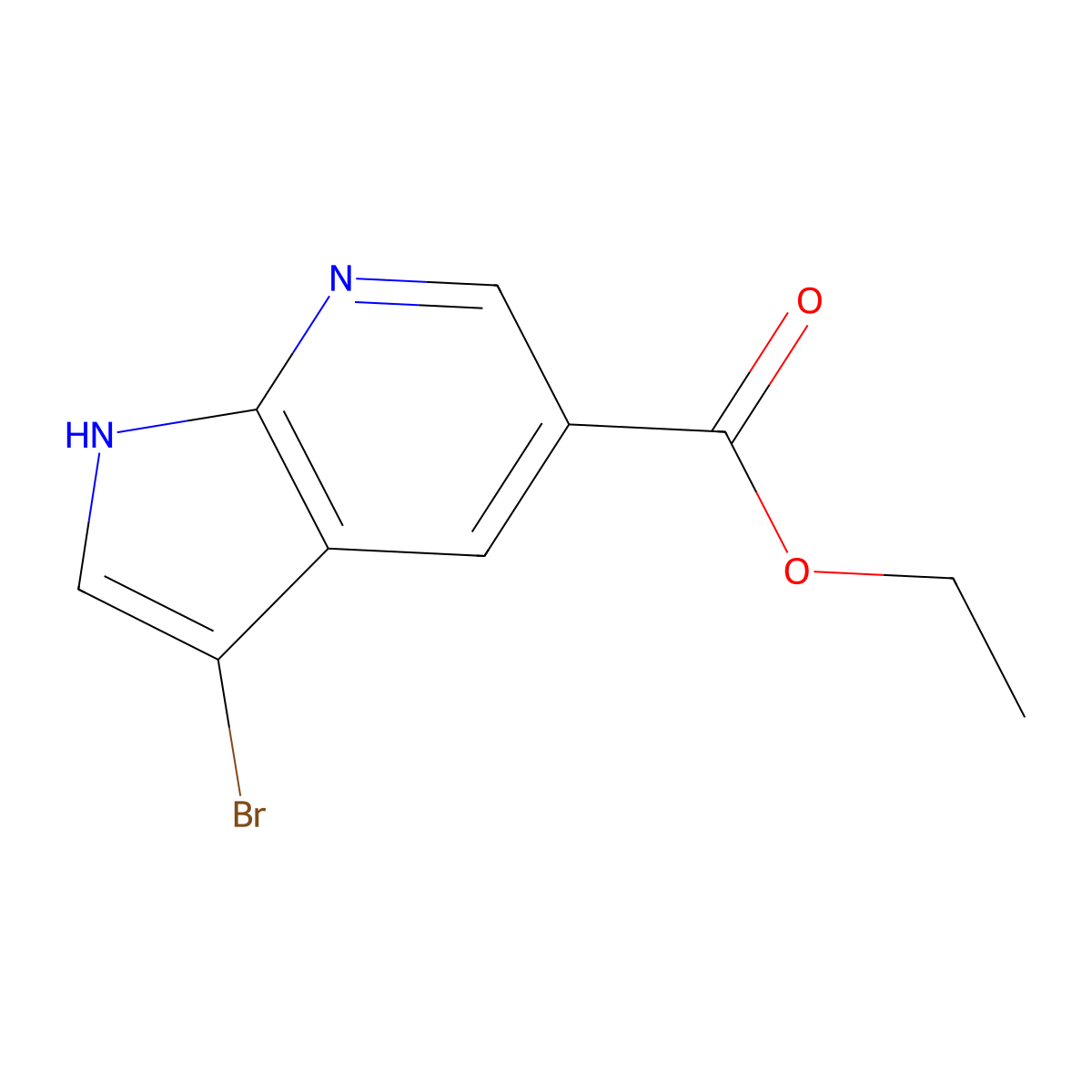 Ethyl 3-bromo-1h-pyrrolo[2,3-b]pyridine-5-carboxylate molecular structure, CAS 2090461-66-6