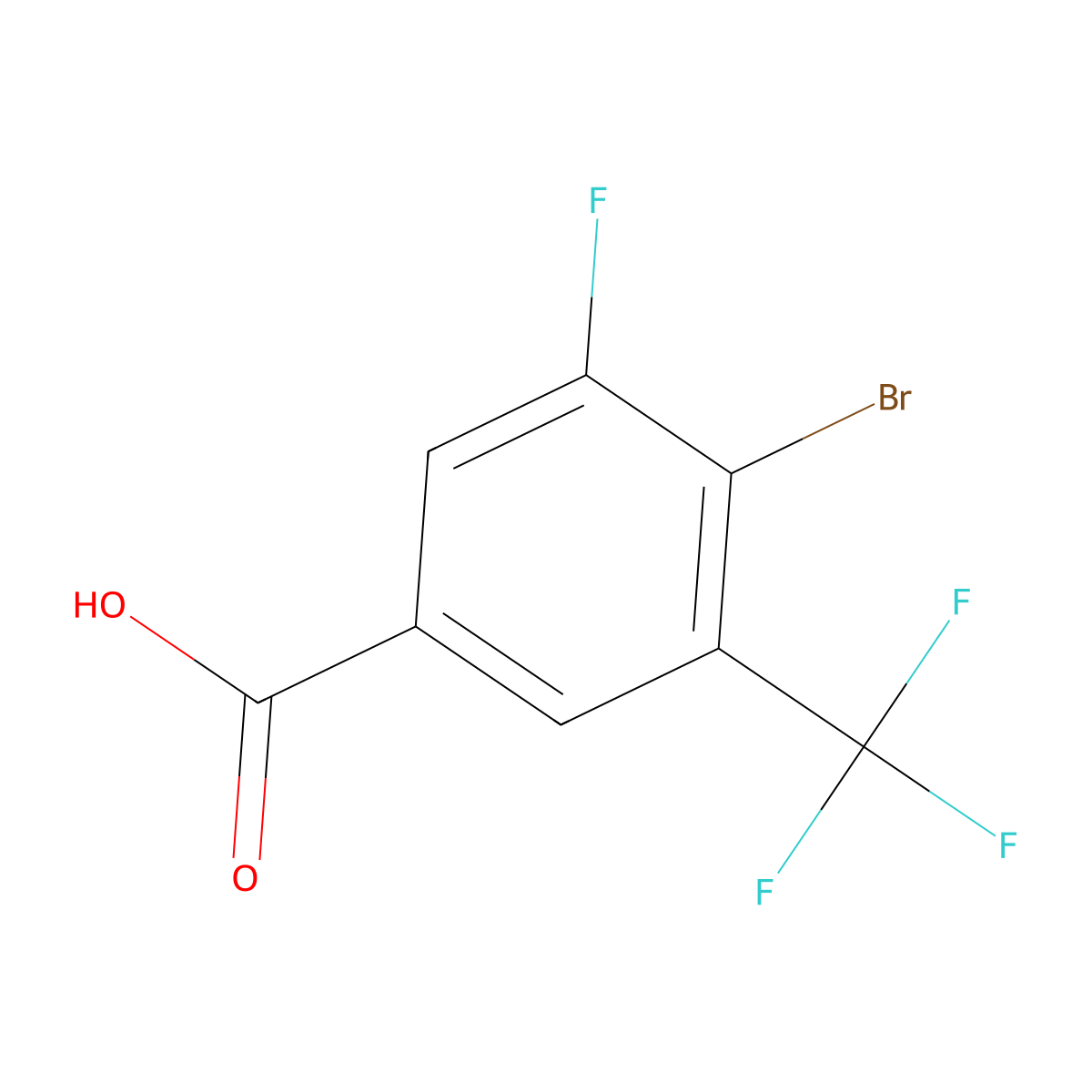 4-Bromo-3-fluoro-5-(trifluoromethyl)benzoic acid molecular structure, CAS 2090463-05-9