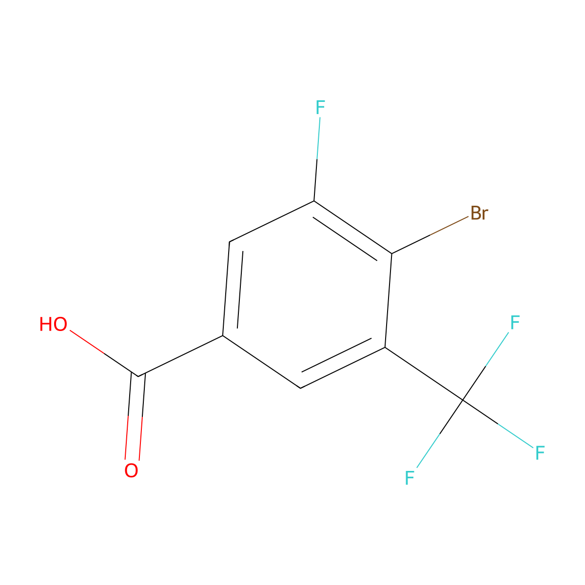 4-Bromo-3-fluoro-5-(trifluoromethyl)benzoic acid molecular structure, CAS 2090463-05-9