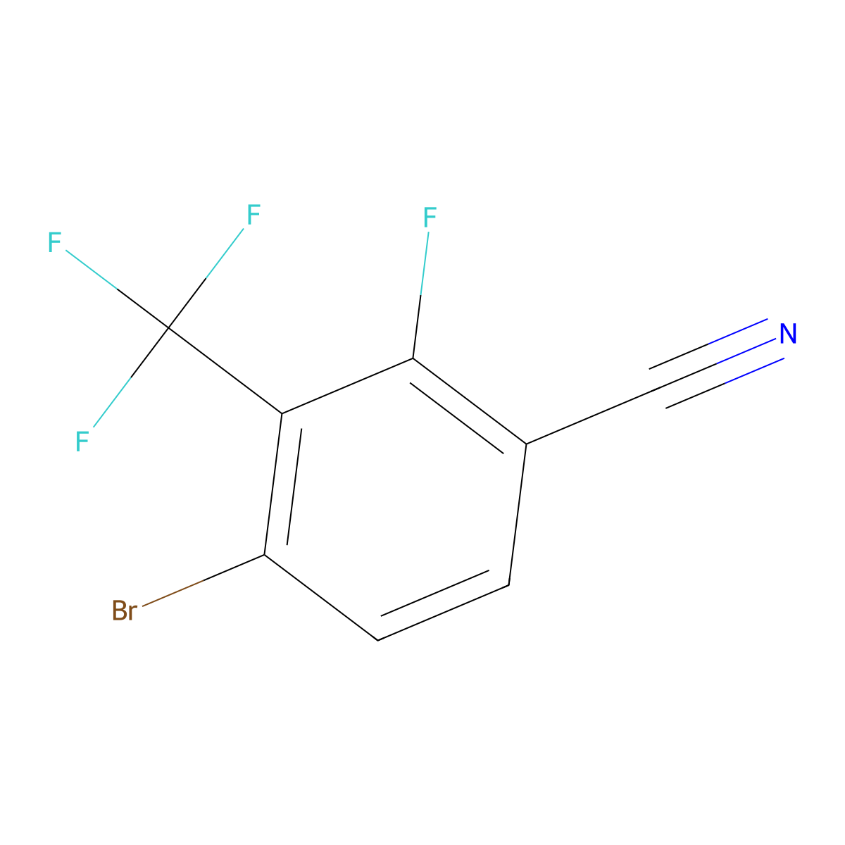 4-Bromo-2-fluoro-3-(trifluoromethyl)benzonitrile molecular structure, CAS 2090463-13-9