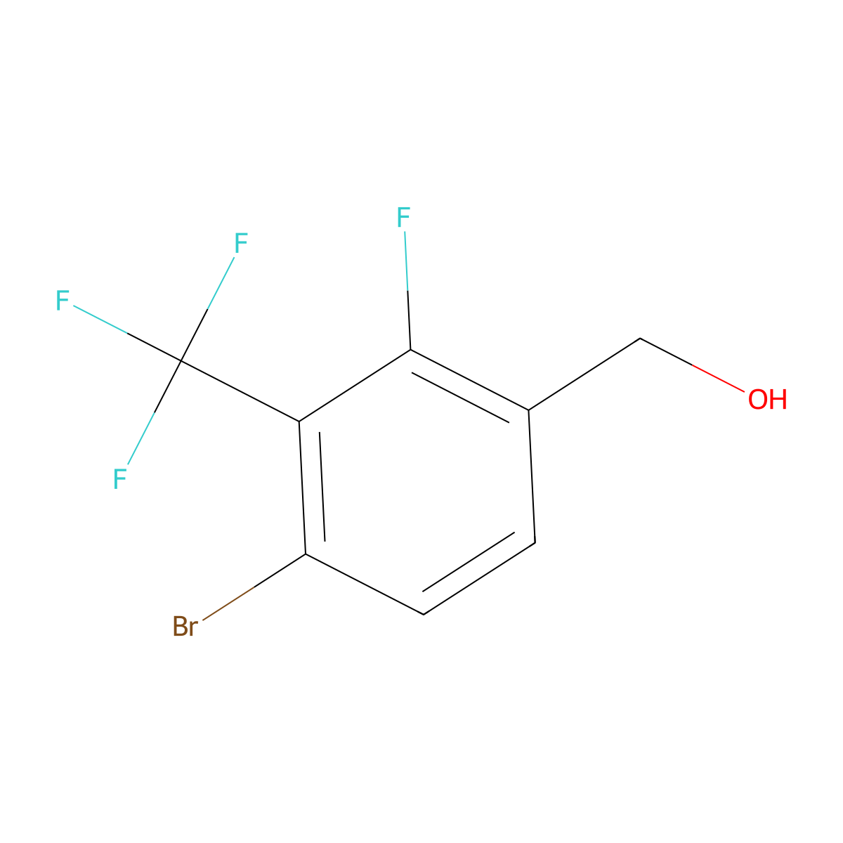 [4-Bromo-2-fluoro-3-(trifluoromethyl)phenyl]methanol molecular structure, CAS 2090463-28-6