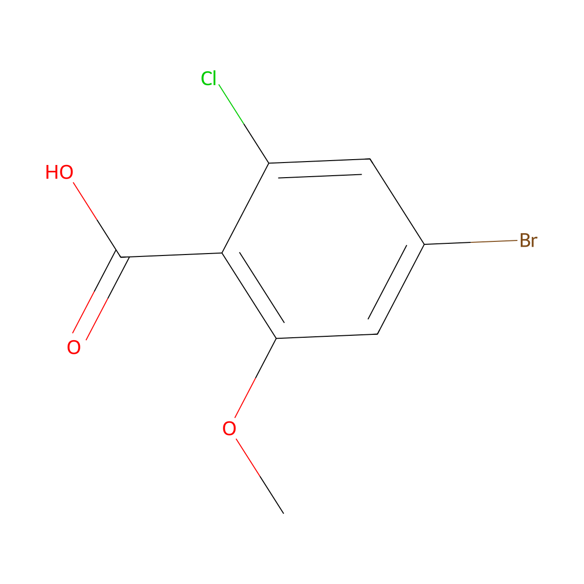 4-Bromo-2-chloro-6-methoxybenzoic acid molecular structure, CAS 2090464-05-2