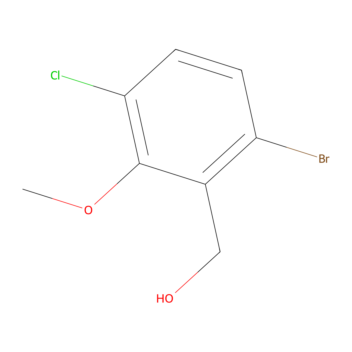 (6-Bromo-3-chloro-2-methoxyphenyl)methanol molecular structure, CAS 2090464-28-9