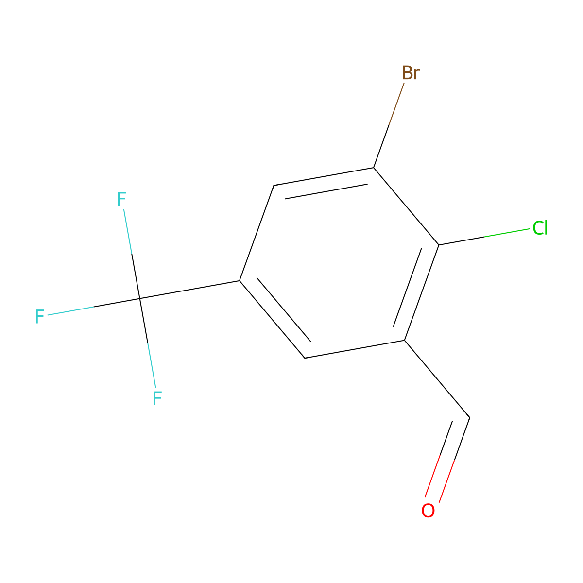 3-Bromo-2-chloro-5-(trifluoromethyl)benzaldehyde molecular structure, CAS 2090464-41-6