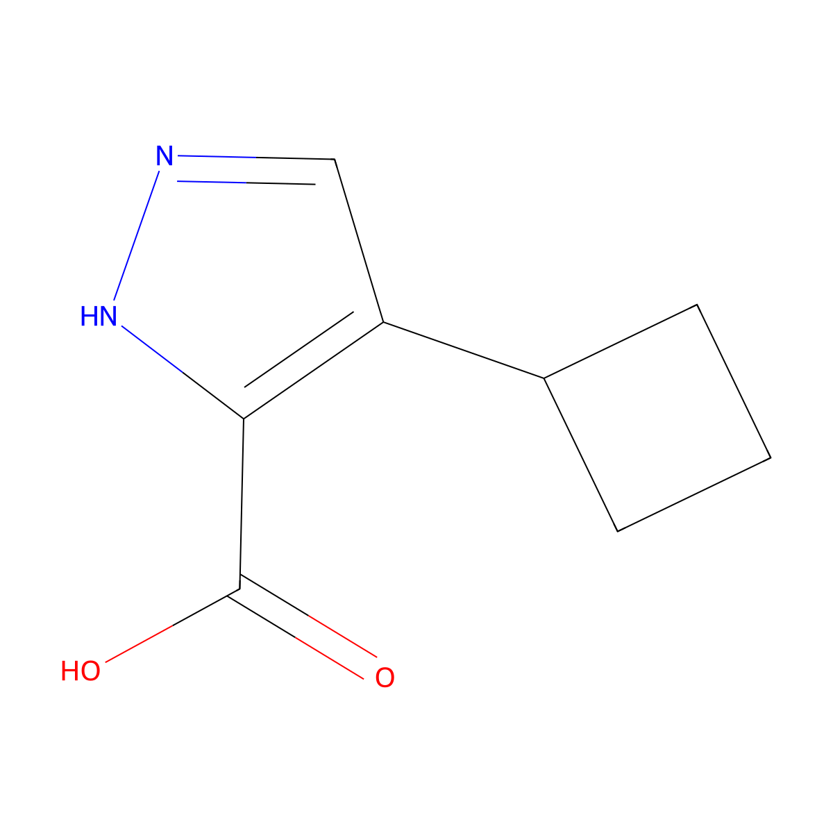 4-Cyclobutyl-1H-pyrazole-5-carboxylic acid molecular structure, CAS 2090464-49-4