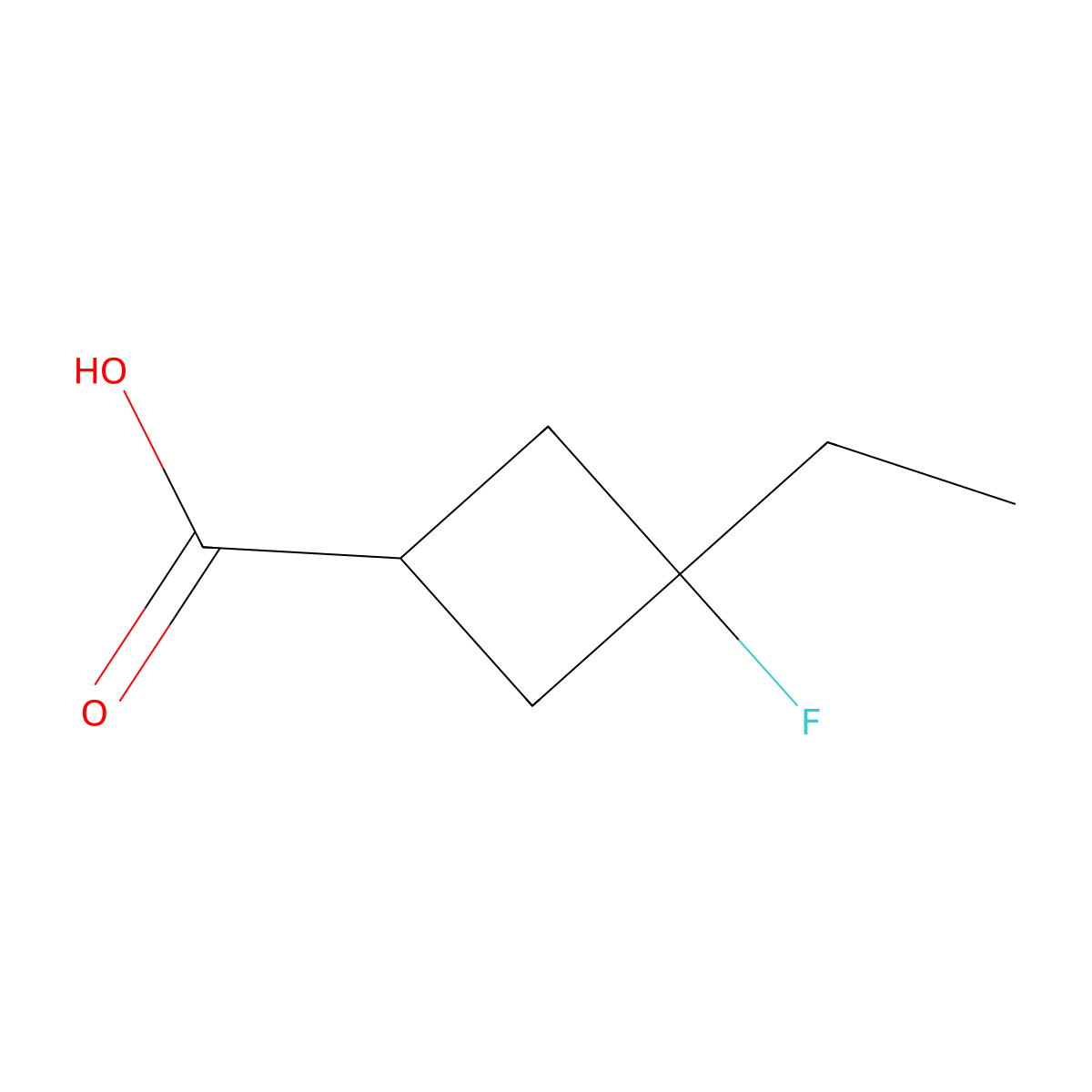 3-Ethyl-3-fluorocyclobutane-1-carboxylic acid molecular structure, CAS 2090464-73-4