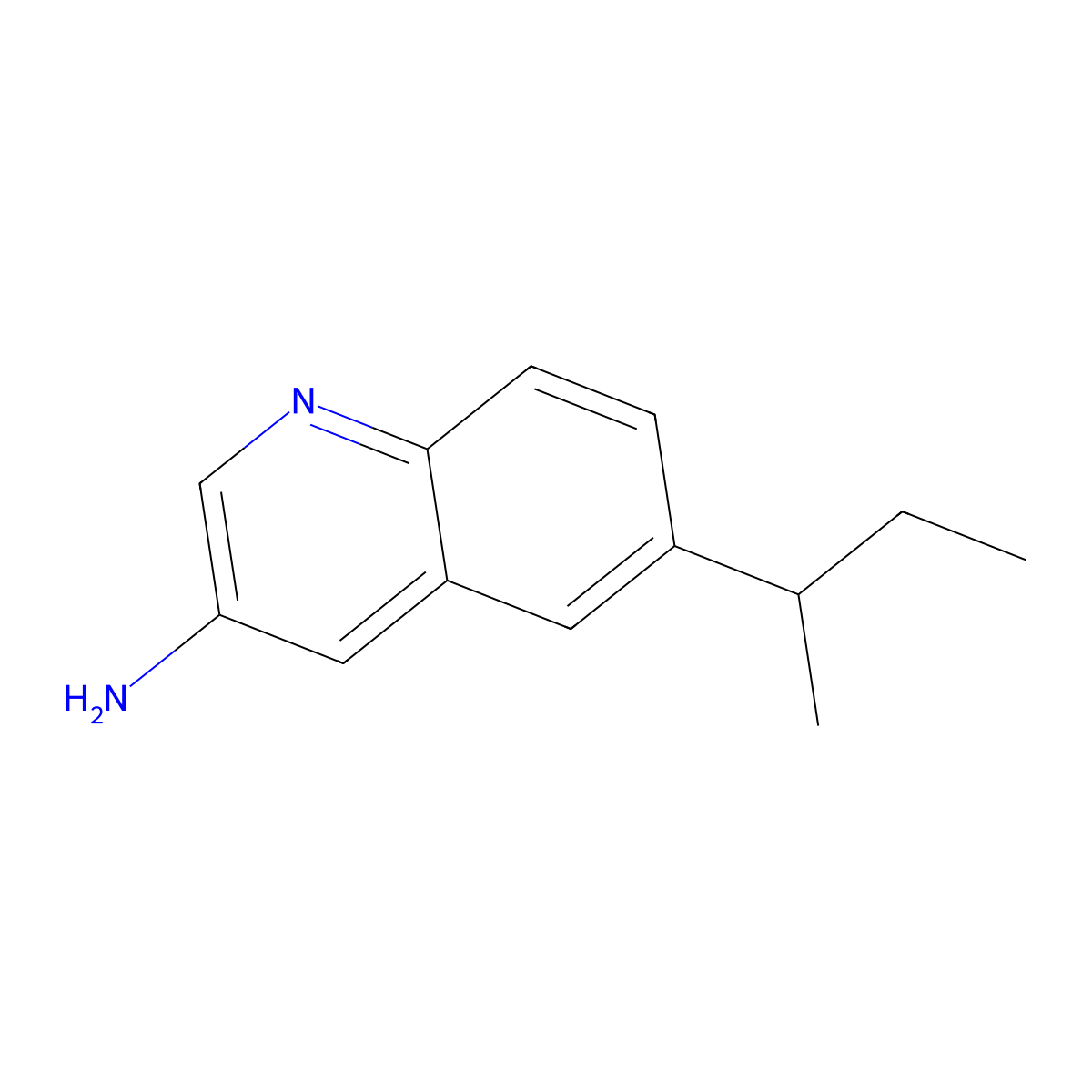 6-(Butan-2-yl)quinolin-3-amine molecular structure, CAS 2090464-88-1