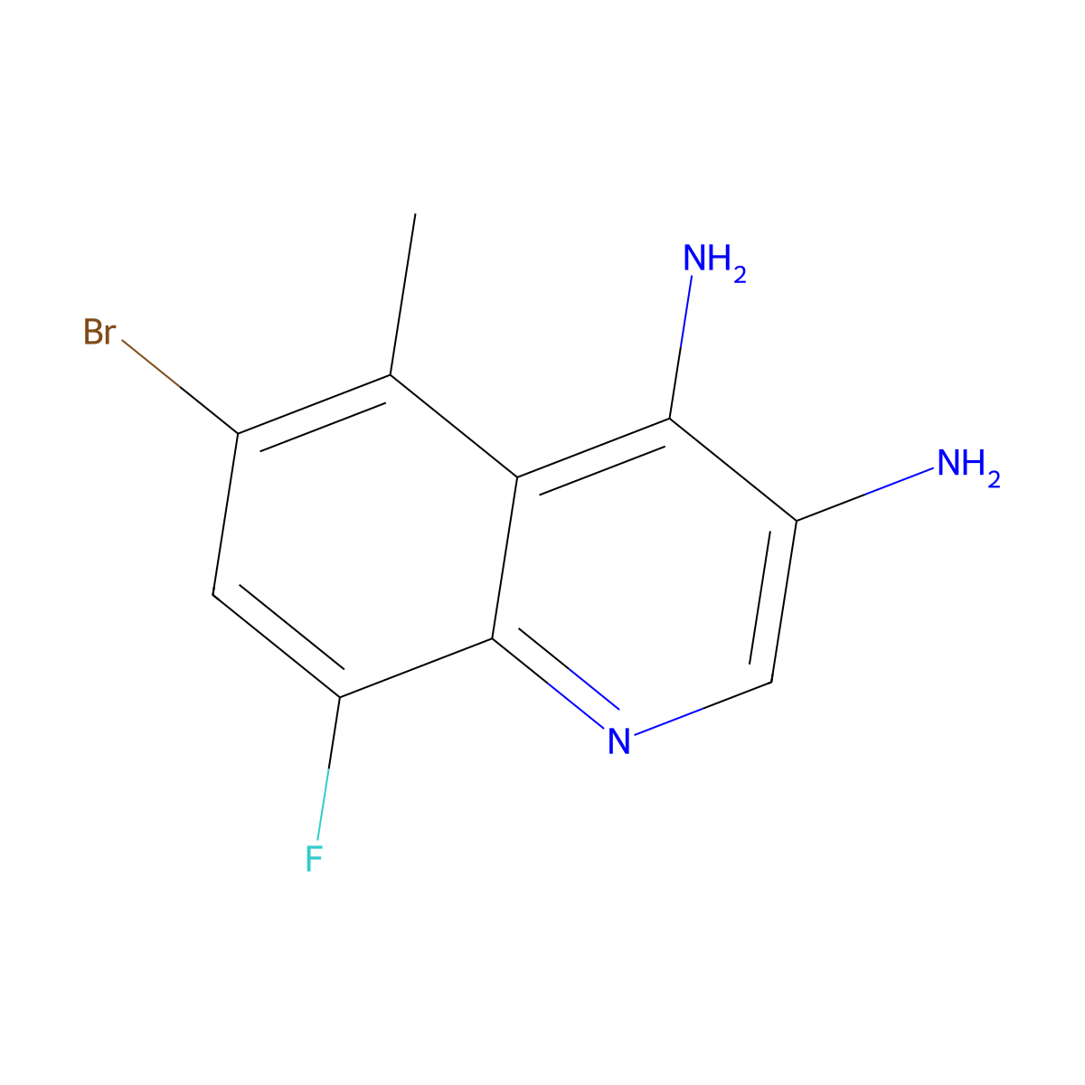 6-Bromo-8-fluoro-5-methylquinoline-3,4-diamine molecular structure, CAS 2090465-10-2