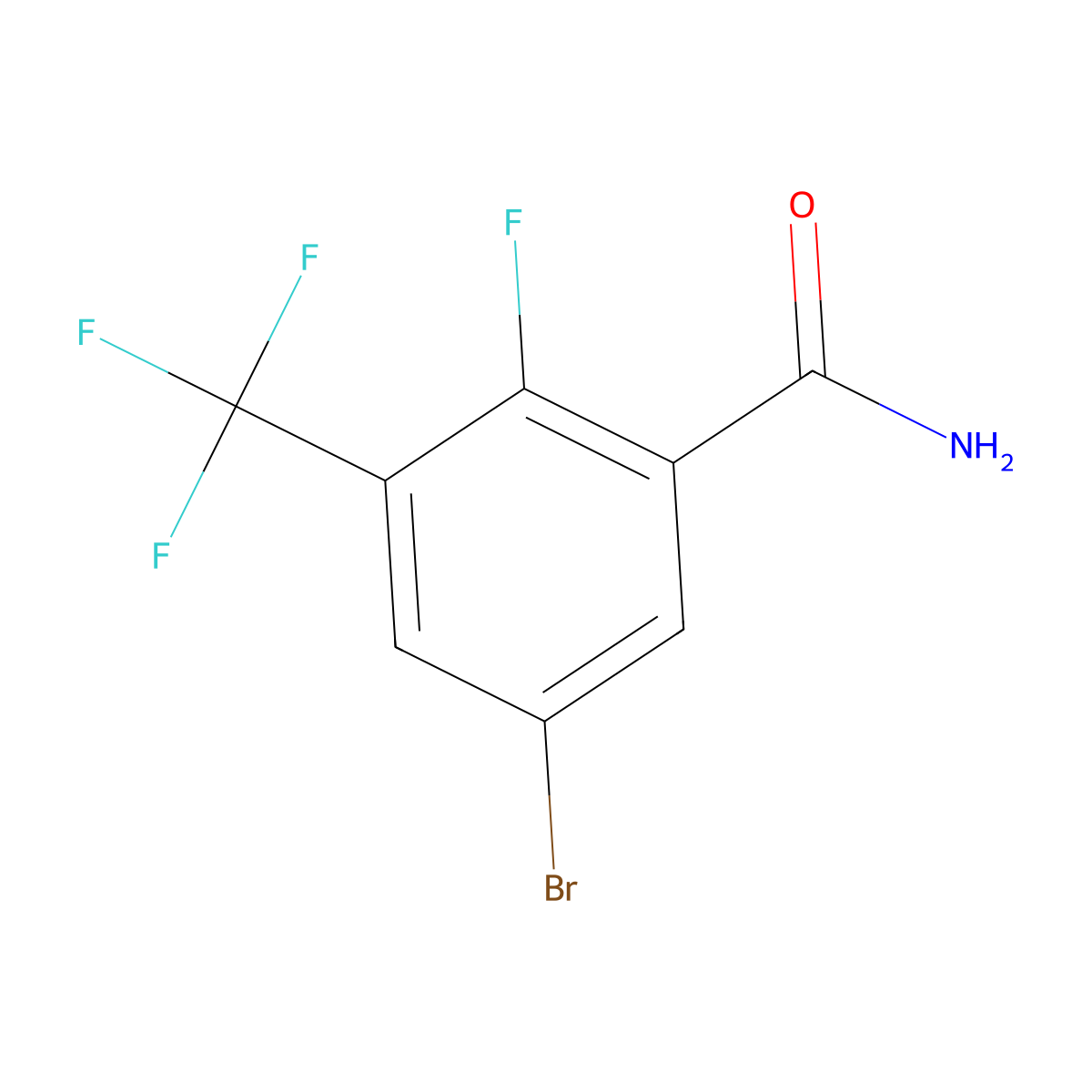 5-Bromo-2-fluoro-3-(trifluoromethyl)benzamide molecular structure, CAS 2090465-22-6
